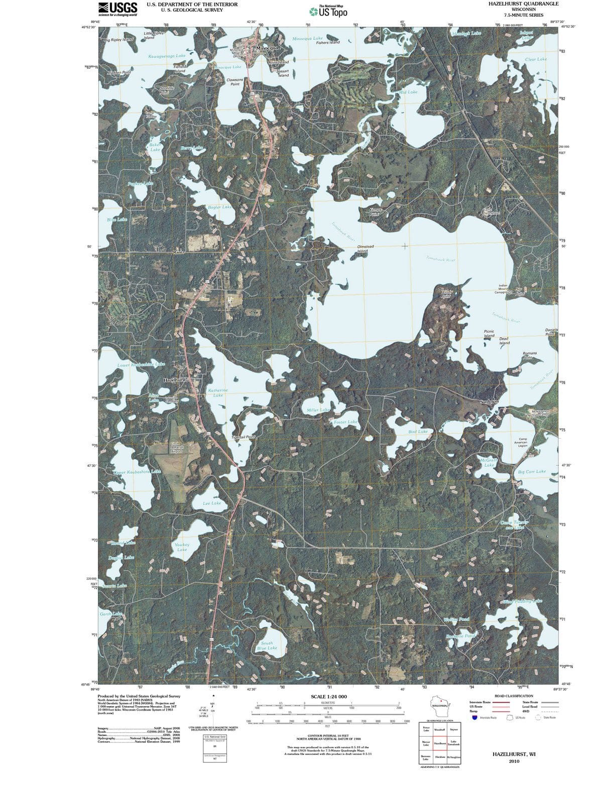 2010 Hazelhurst, WI - Wisconsin - USGS Topographic Map
