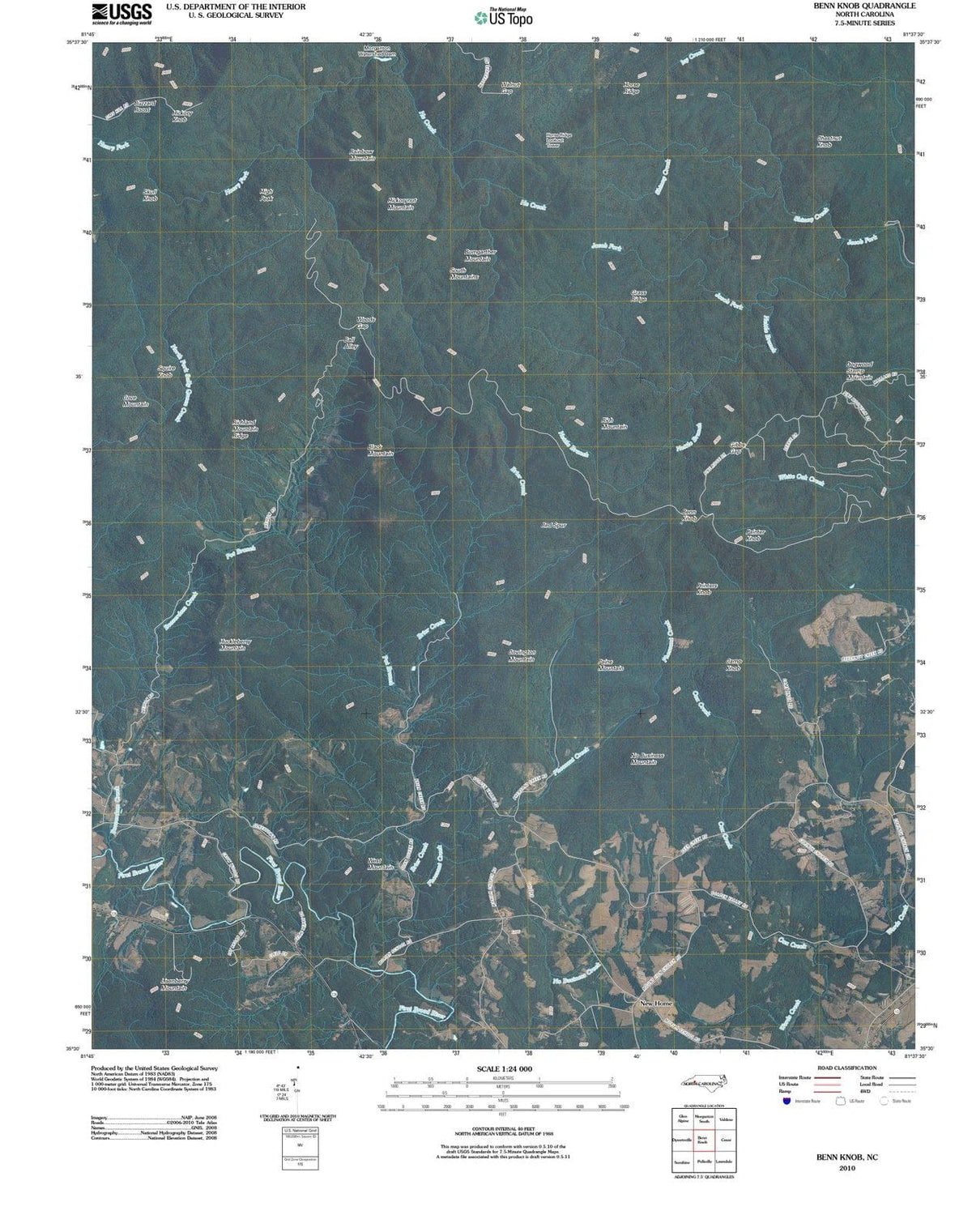2010 Benn Knob, NC - North Carolina - USGS Topographic Map