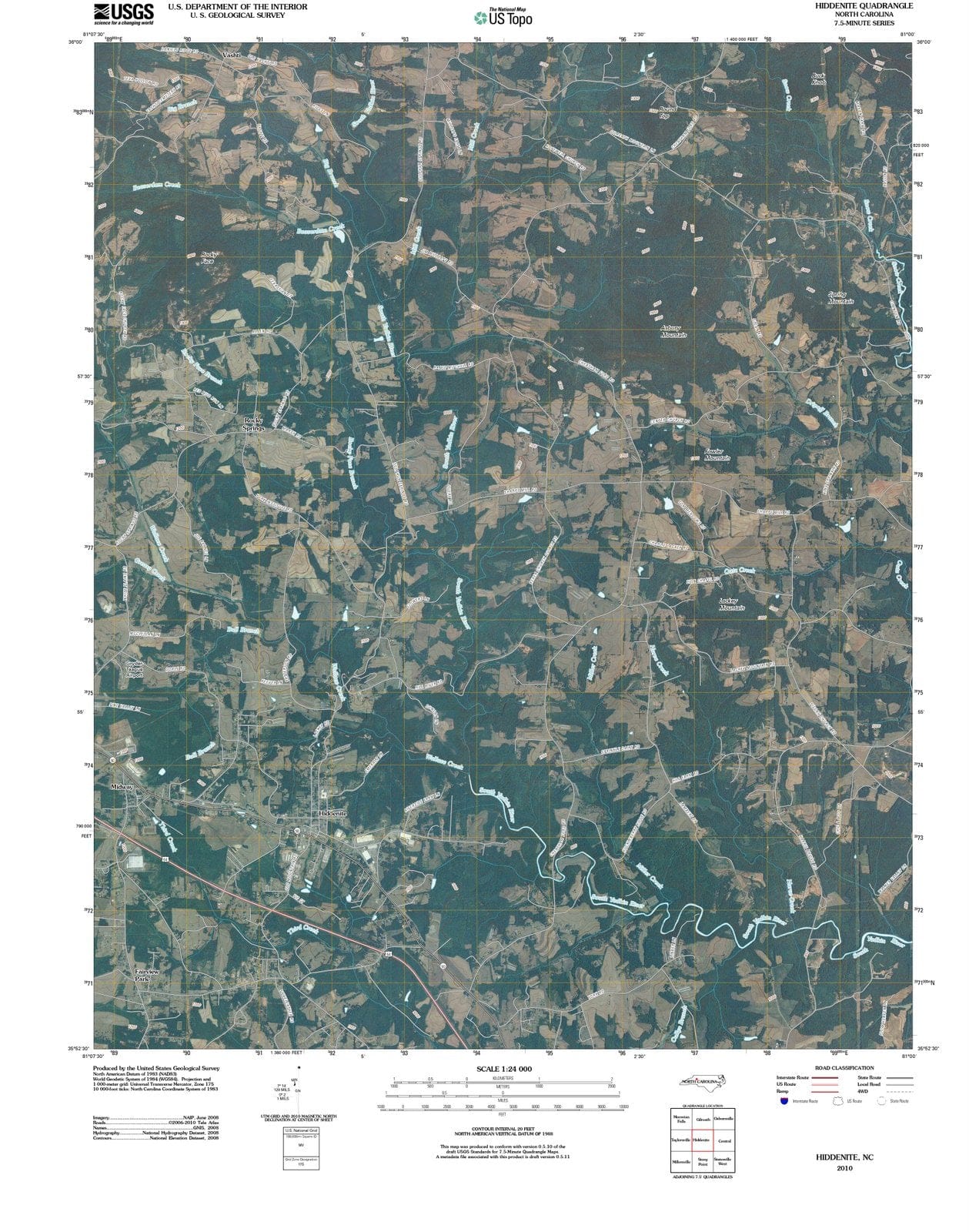 2010 Hiddenite, NC - North Carolina - USGS Topographic Map