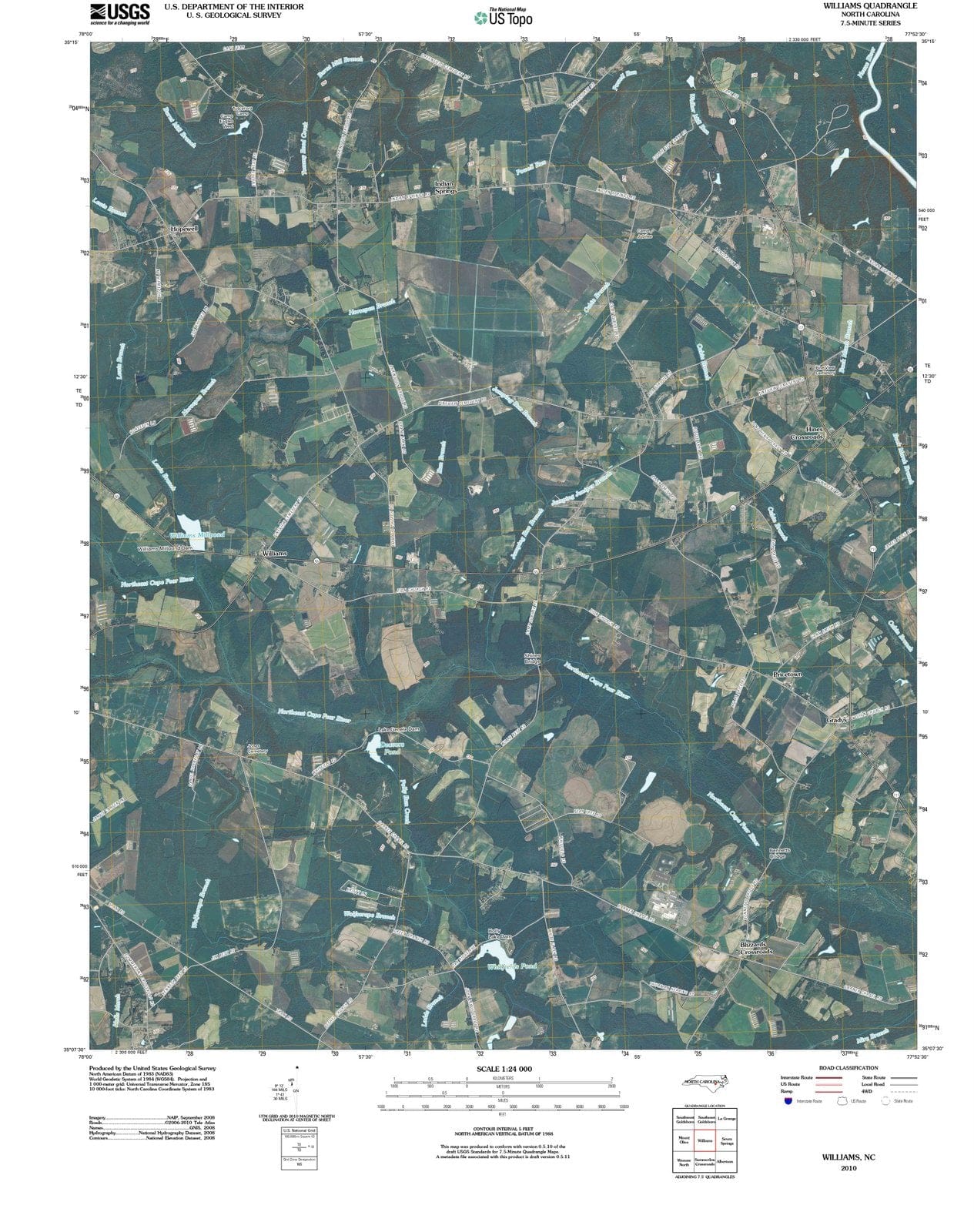 2010 Williams, NC - North Carolina - USGS Topographic Map
