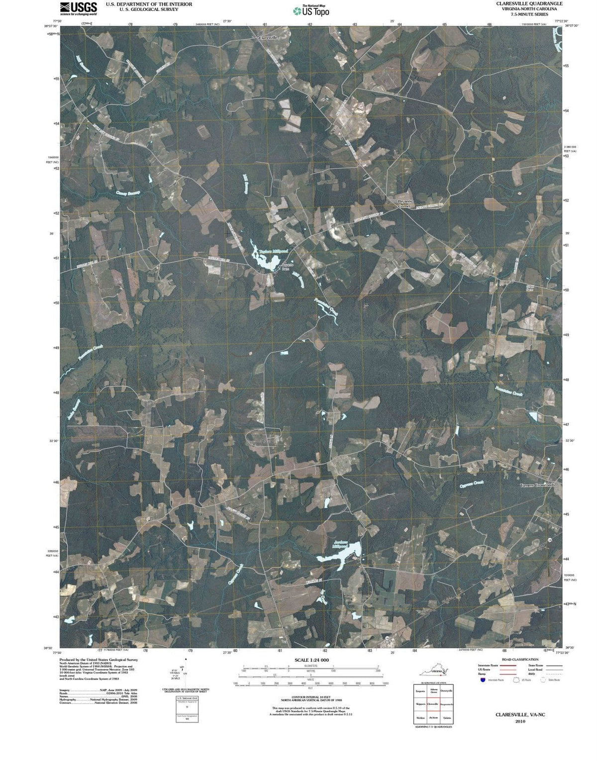 2010 Claresville, VA - Virginia - USGS Topographic Map
