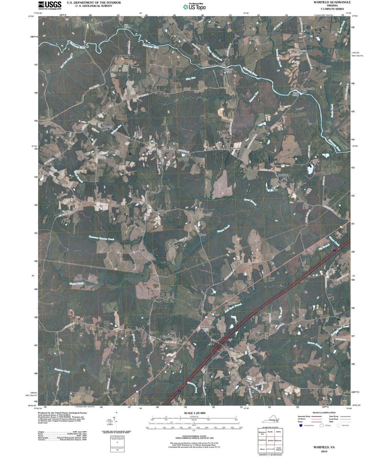 2010 Warfield, VA - Virginia - USGS Topographic Map