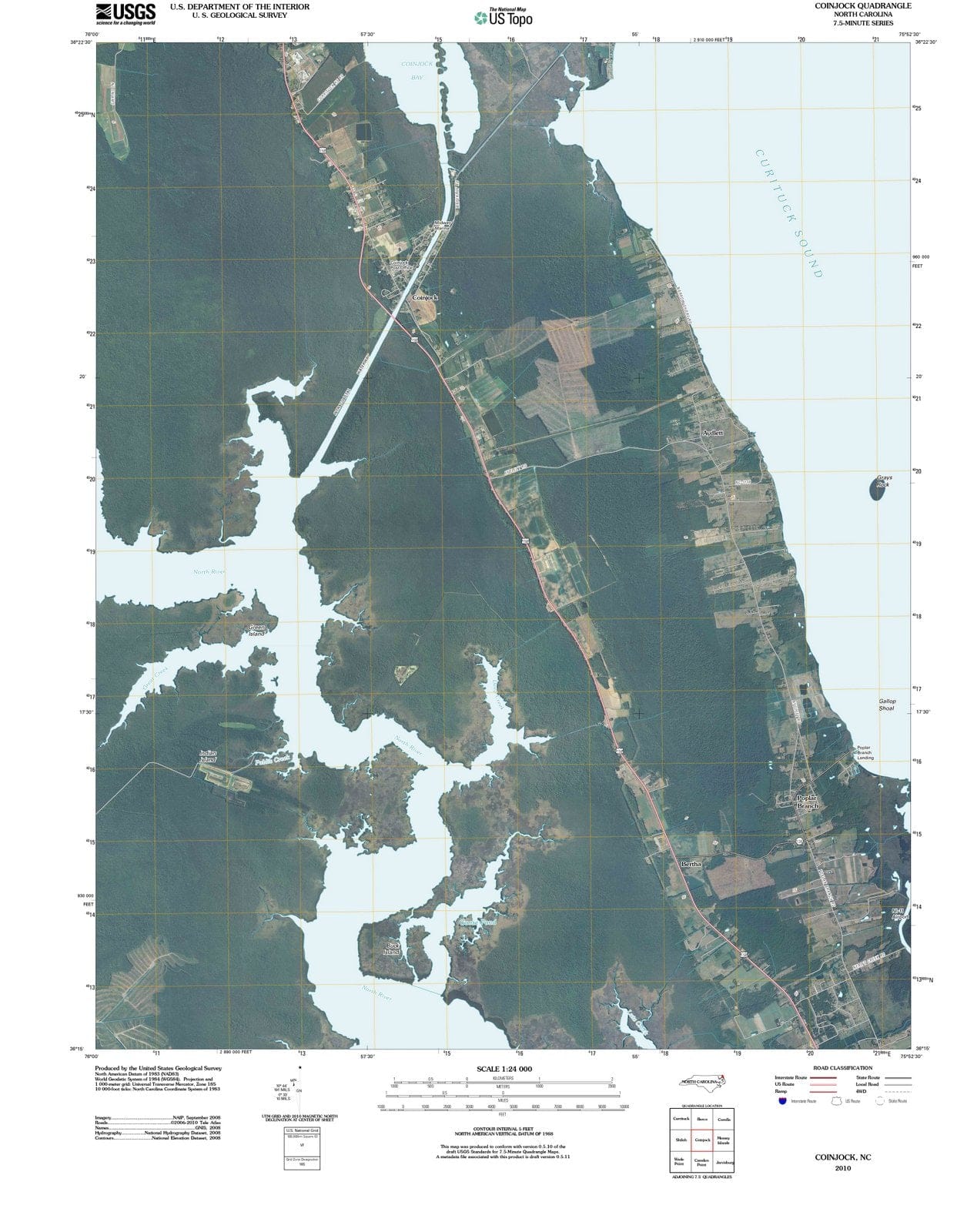 2010 Coinjock, NC - North Carolina - USGS Topographic Map