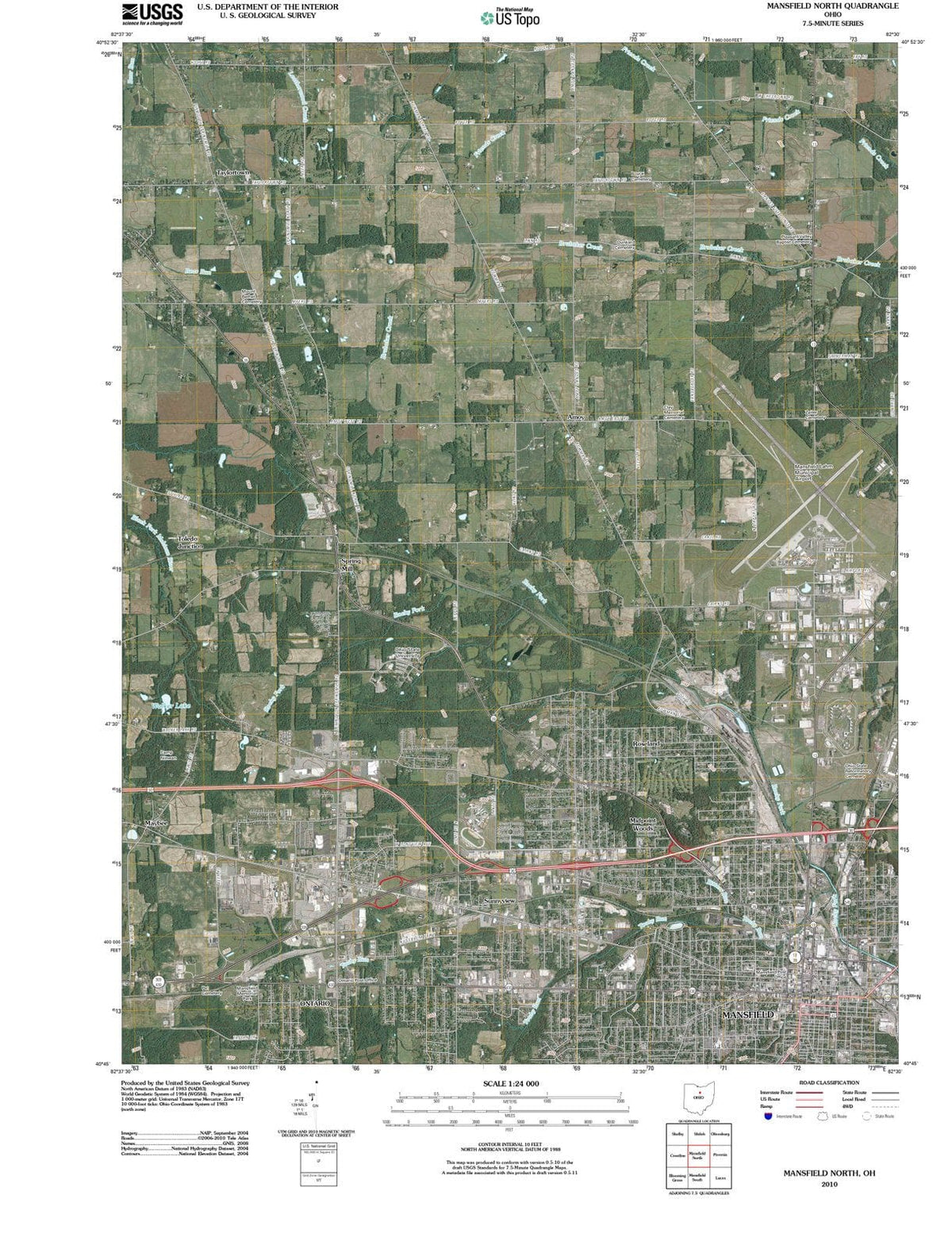 2010 Mansfield North, OH - Ohio - USGS Topographic Map