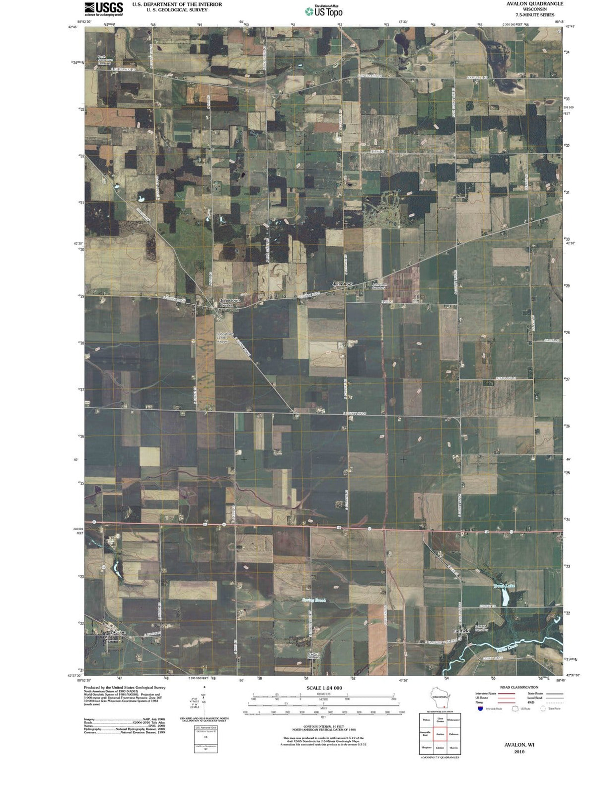 2010 Avalon, WI - Wisconsin - USGS Topographic Map