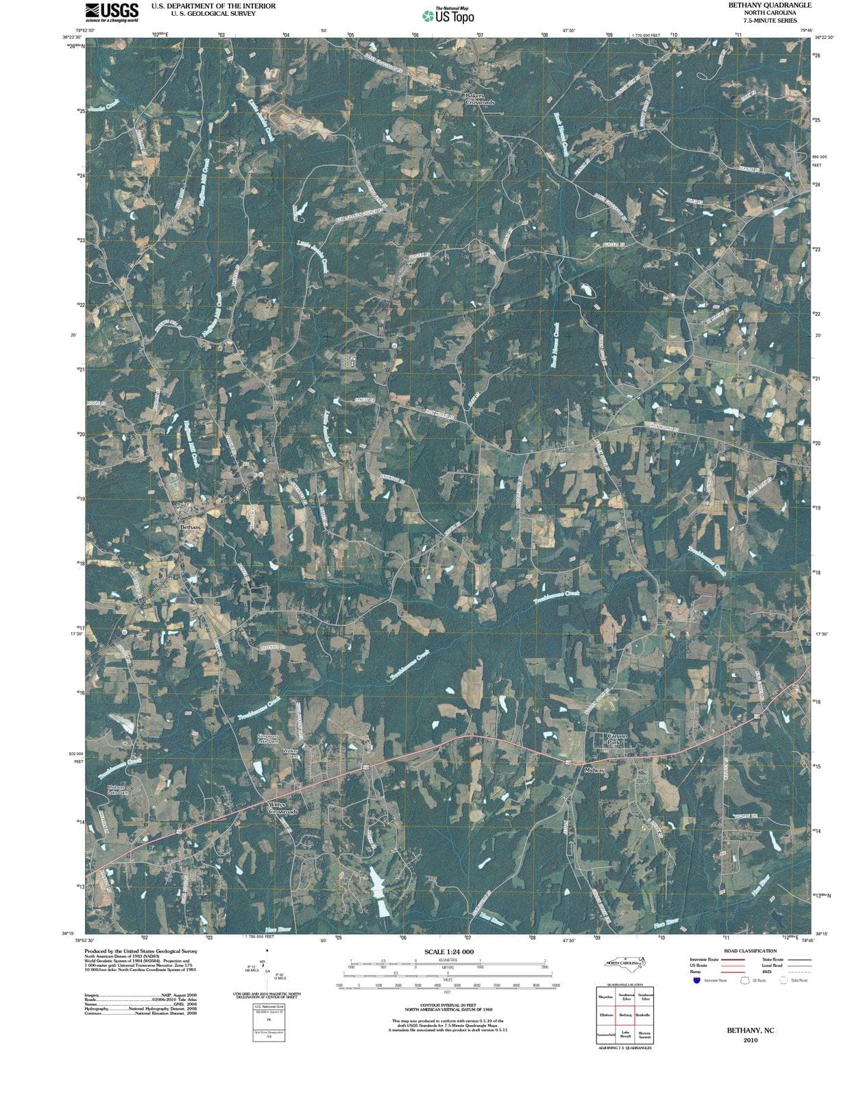 2010 Bethany, NC - North Carolina - USGS Topographic Map