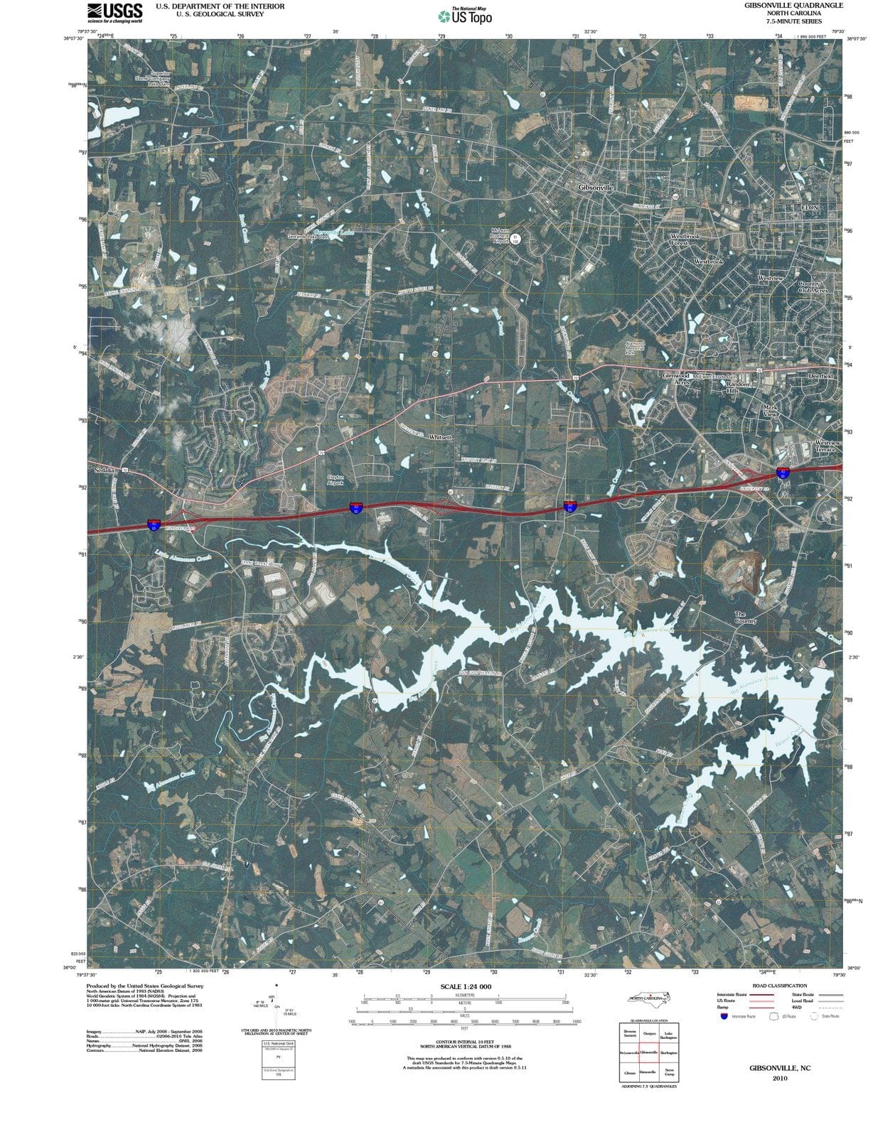 2010 Gibsonville, NC - North Carolina - USGS Topographic Map