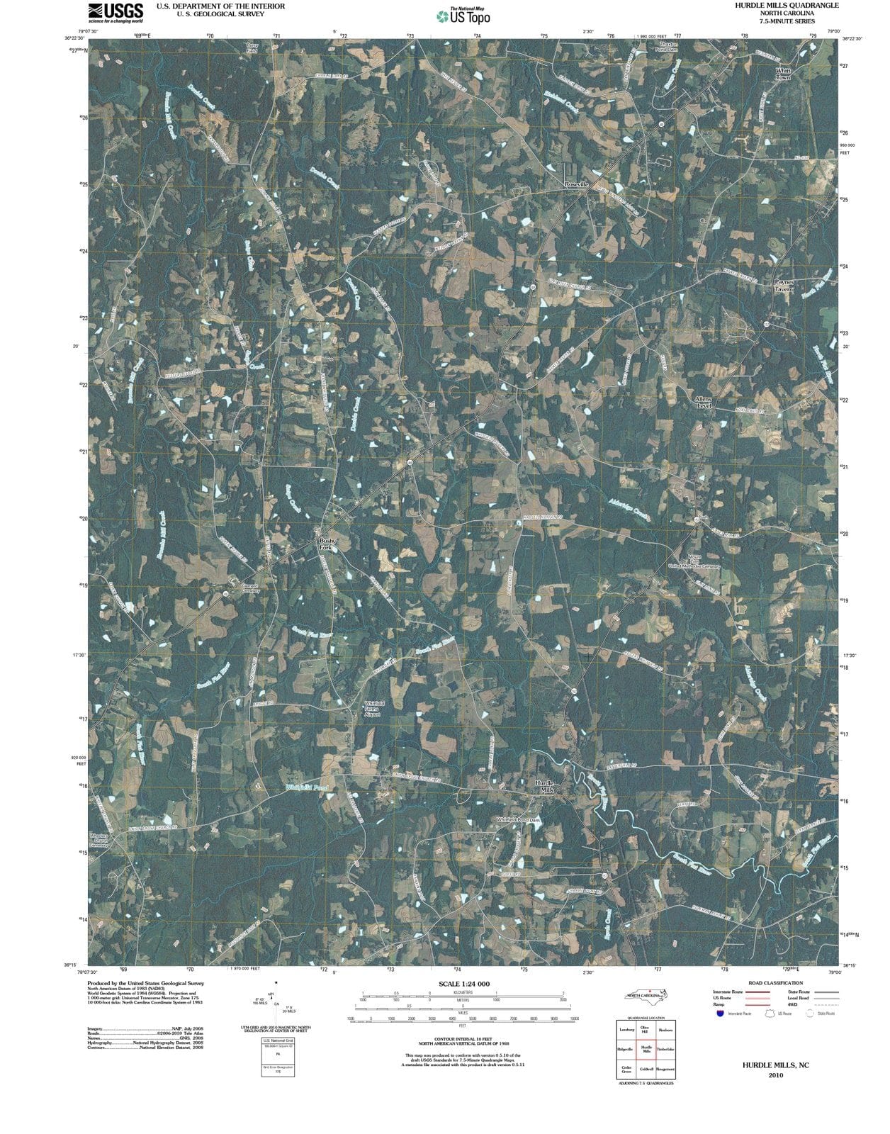 2010 Hurdle Mills, NC - North Carolina - USGS Topographic Map