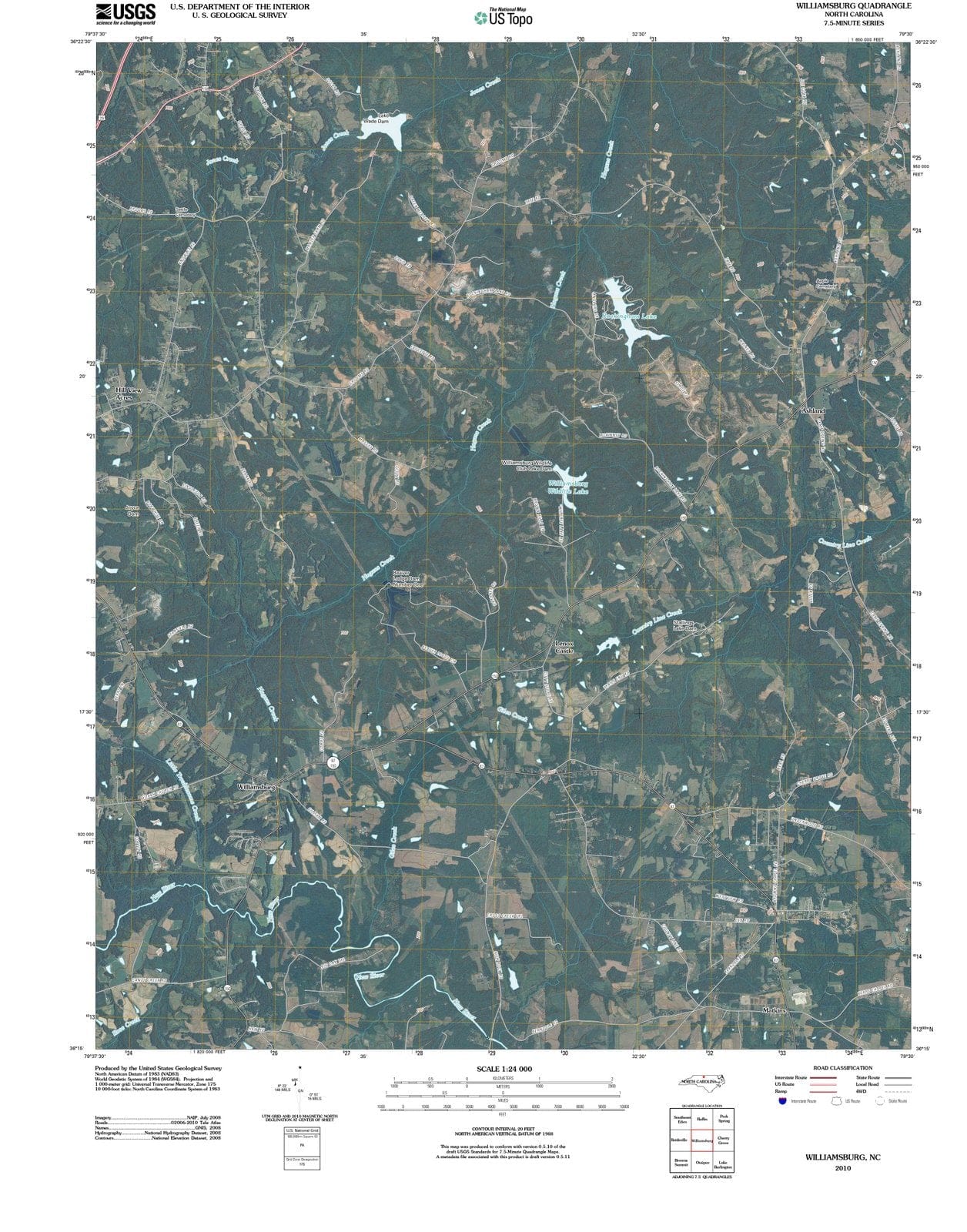 2010 Williamsburg, NC - North Carolina - USGS Topographic Map