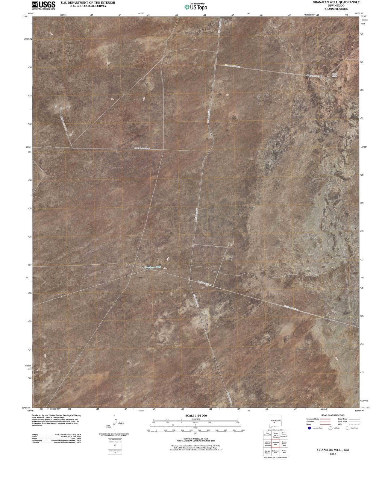 2010 Granjean Well, NM - New Mexico - USGS Topographic Map