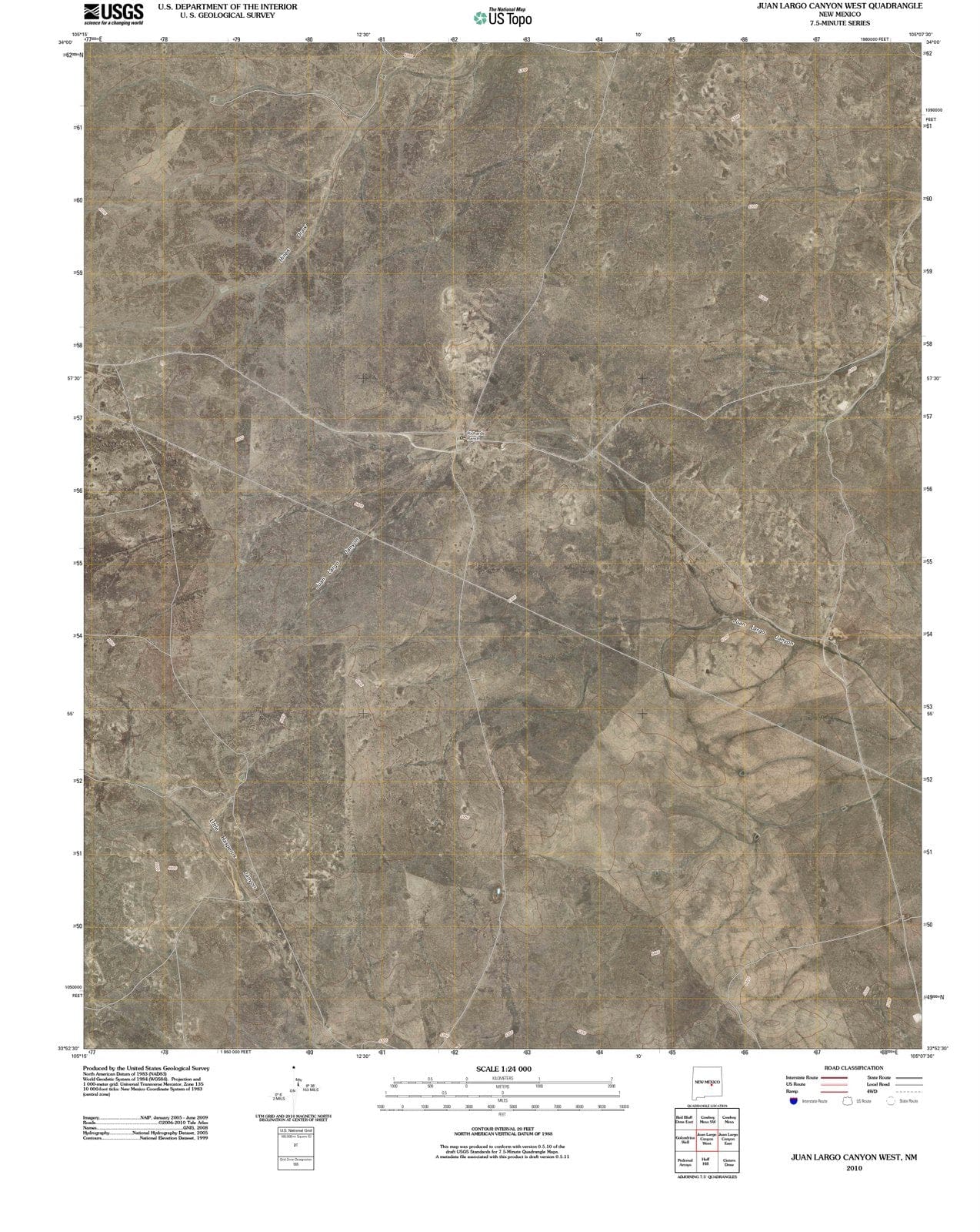 2010 Juan Largo Canyon West, NM - New Mexico - USGS Topographic Map