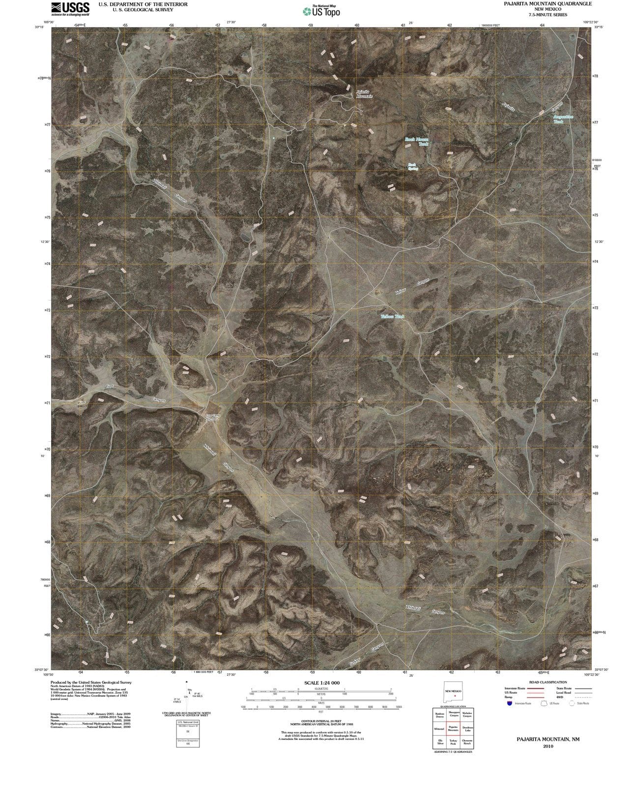 2010 Pajarita Mountain, NM - New Mexico - USGS Topographic Map