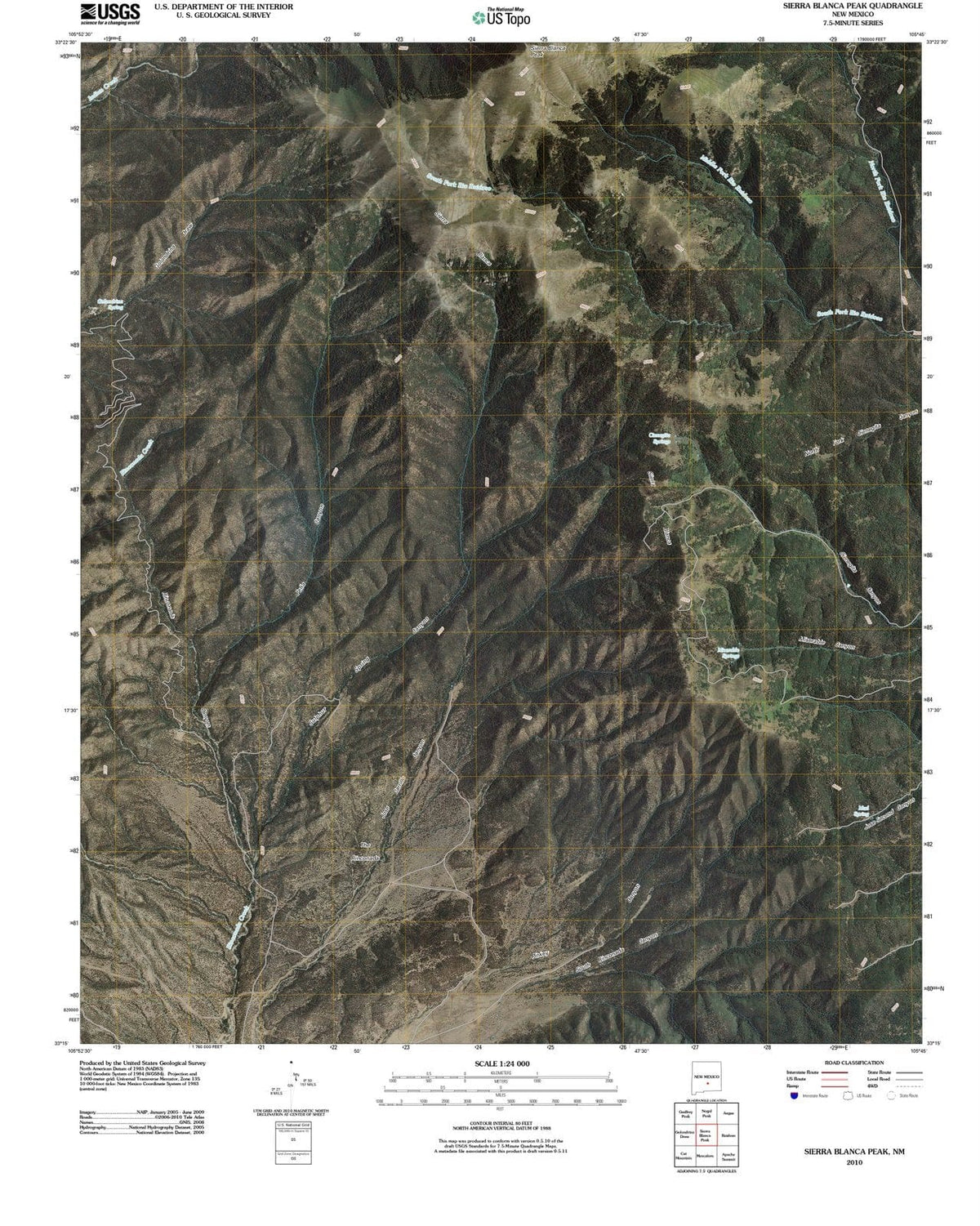 2010 Sierra Blanca Peak, NM - New Mexico - USGS Topographic Map