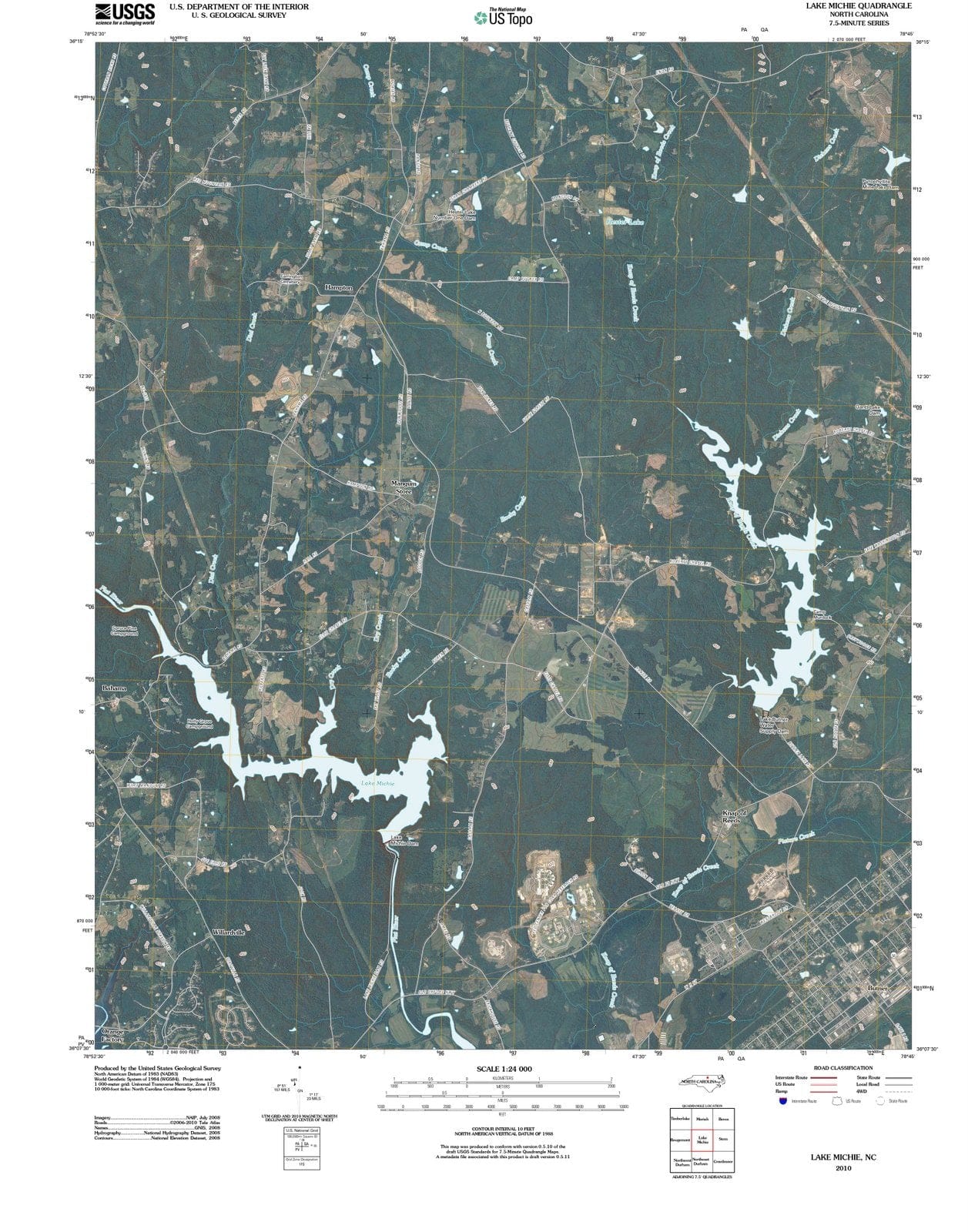 2010 Lake Michie, NC - North Carolina - USGS Topographic Map