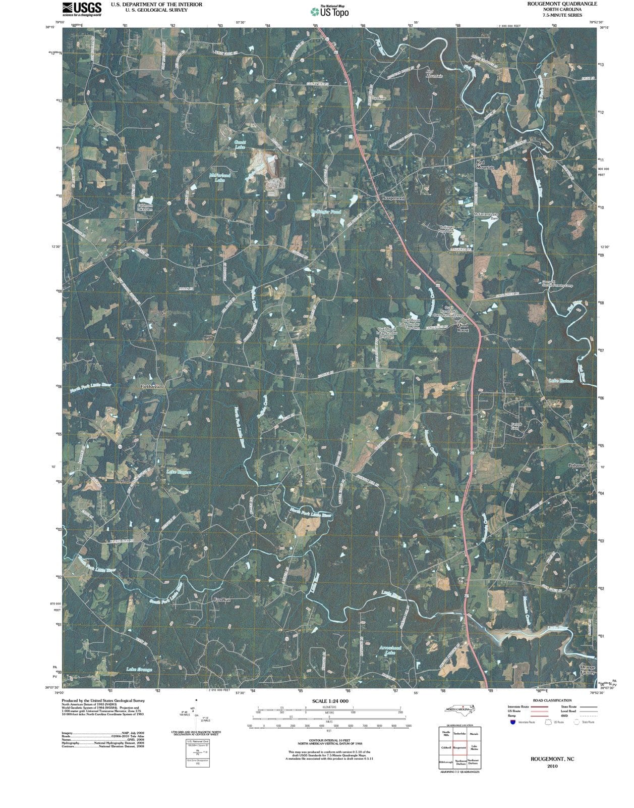 2010 Rougemont, NC - North Carolina - USGS Topographic Map