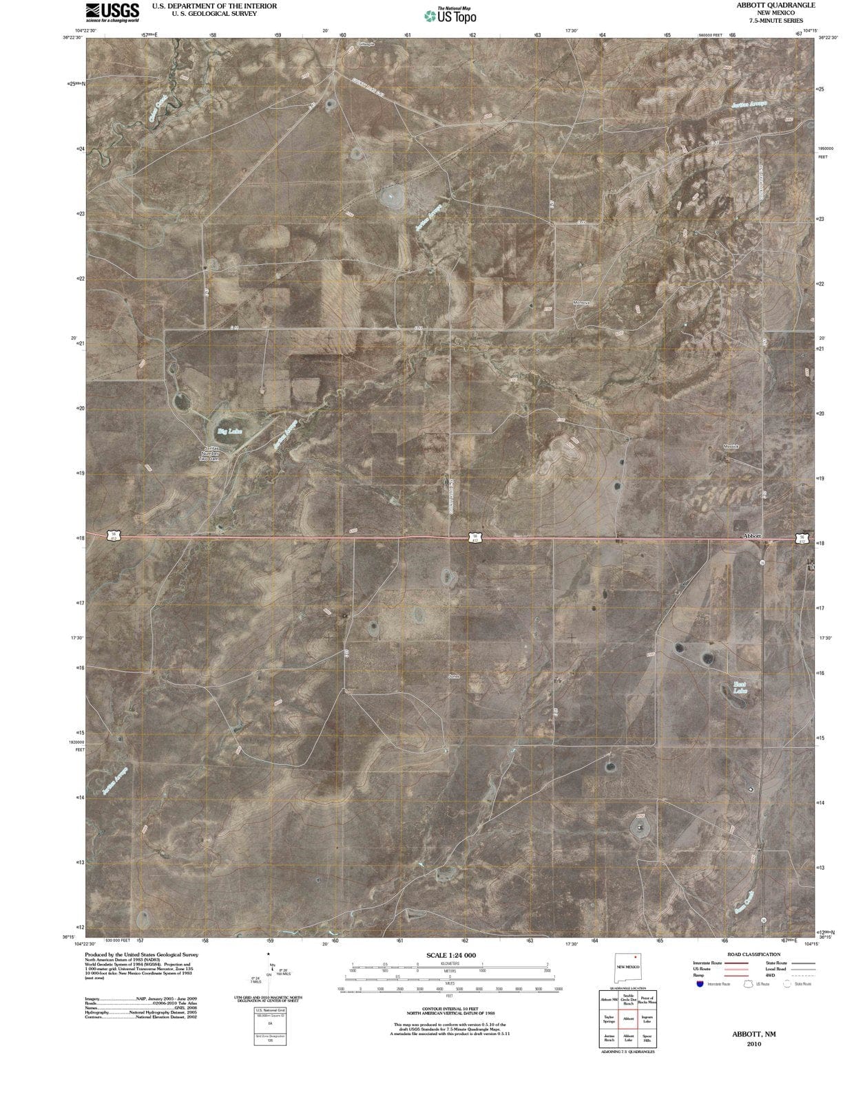 2010 Abbott, NM - New Mexico - USGS Topographic Map