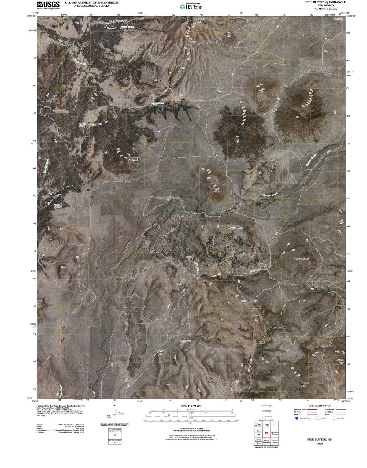 2010 Pine Buttes, NM - New Mexico - USGS Topographic Map