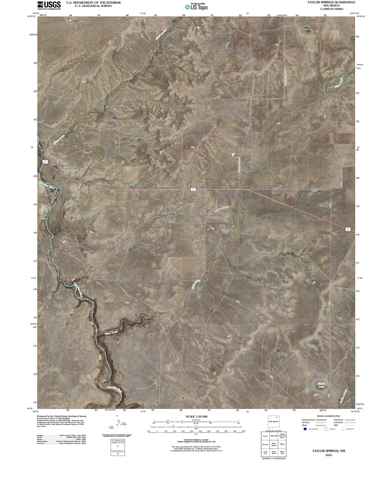 2010 Taylor Springs, NM - New Mexico - USGS Topographic Map