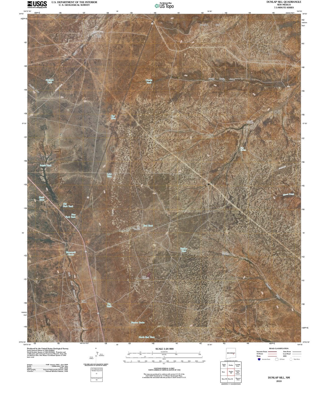 2010 Dunlap Sill, NM - New Mexico - USGS Topographic Map