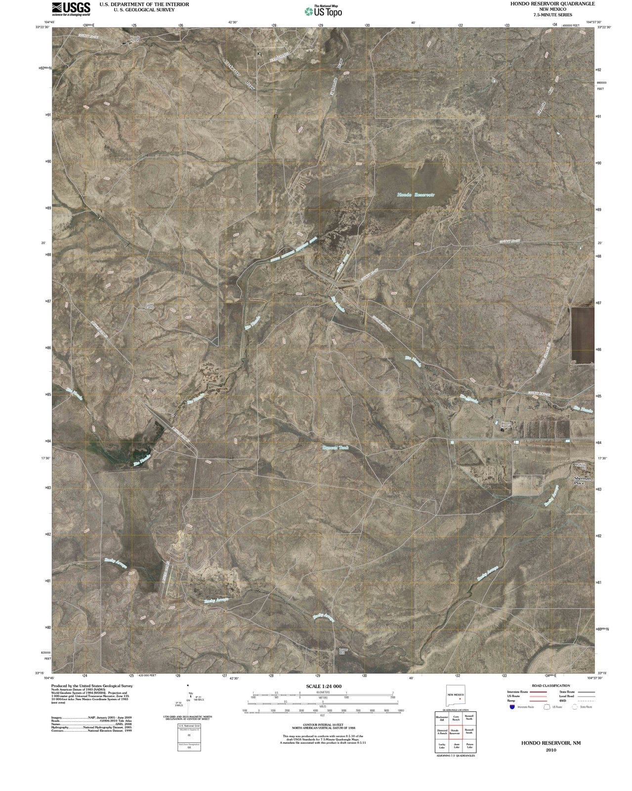 2010 Hondo Reservoir, NM - New Mexico - USGS Topographic Map