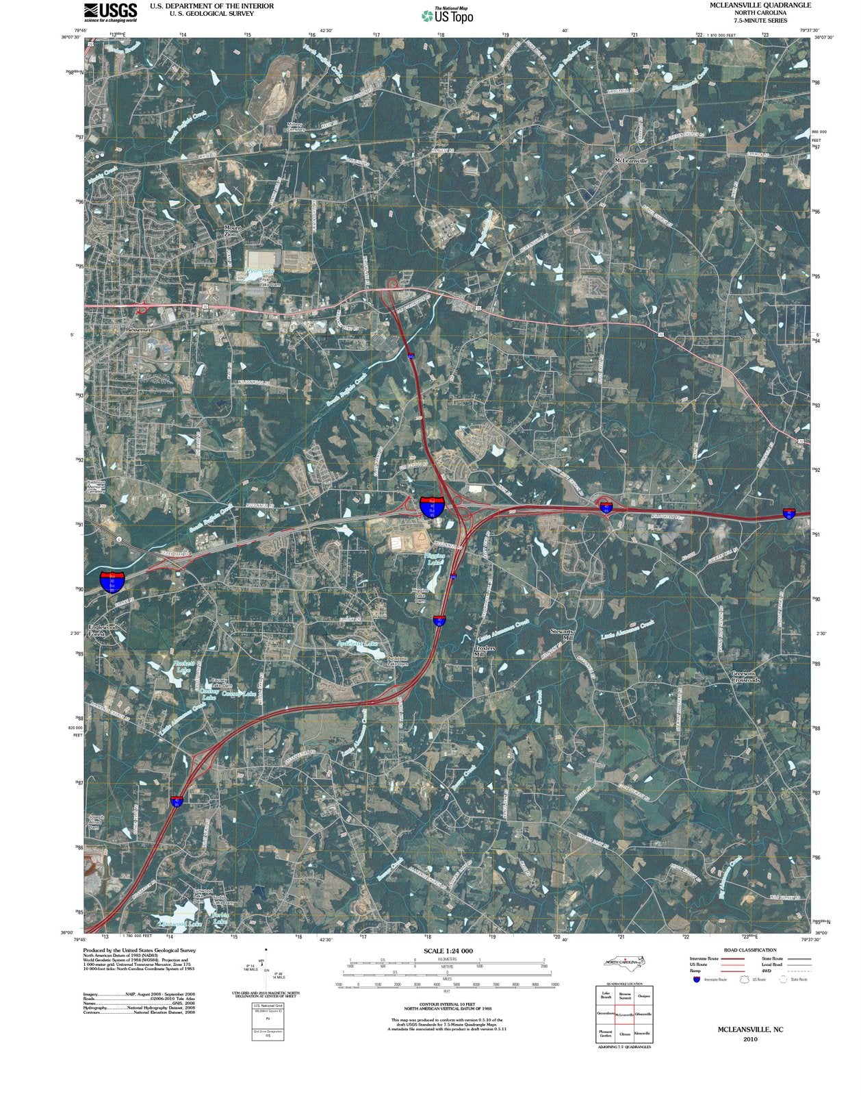2010 McLeansville, NC - North Carolina - USGS Topographic Map