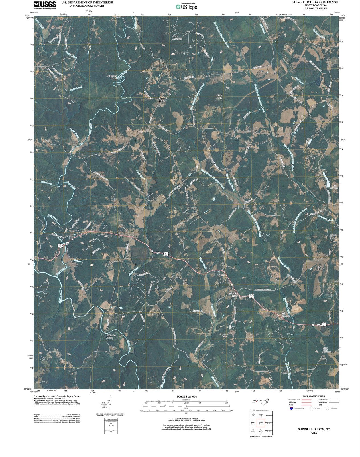 2010 Shingle Hollow, NC - North Carolina - USGS Topographic Map