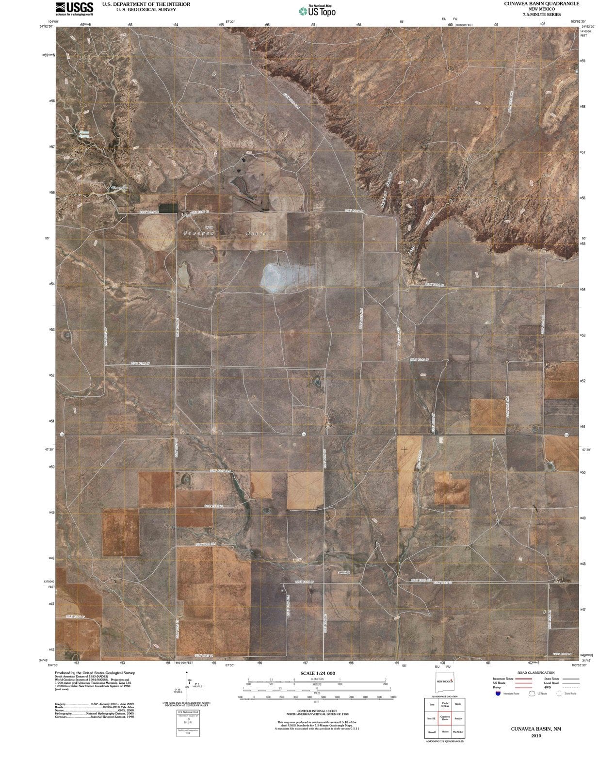 2010 Cunavea Basin, NM - New Mexico - USGS Topographic Map