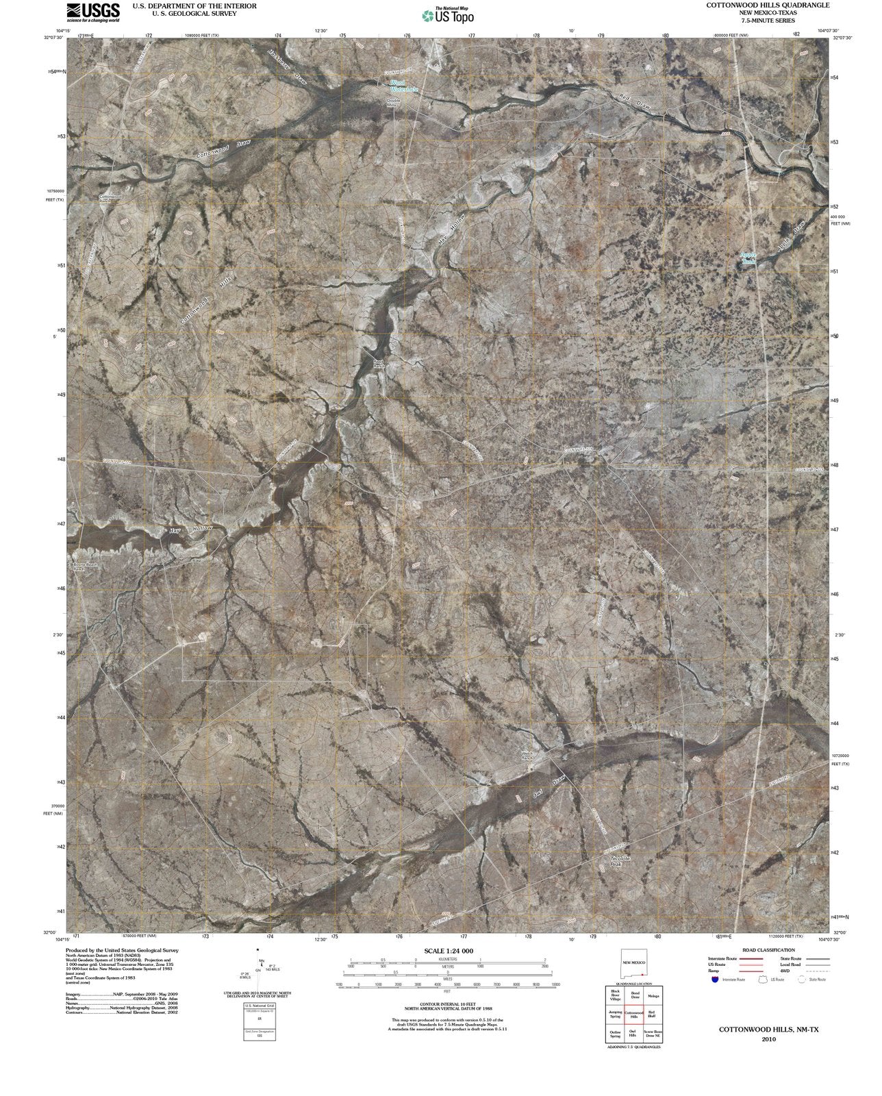 2010 Cottonwood Hills, NM - New Mexico - USGS Topographic Map