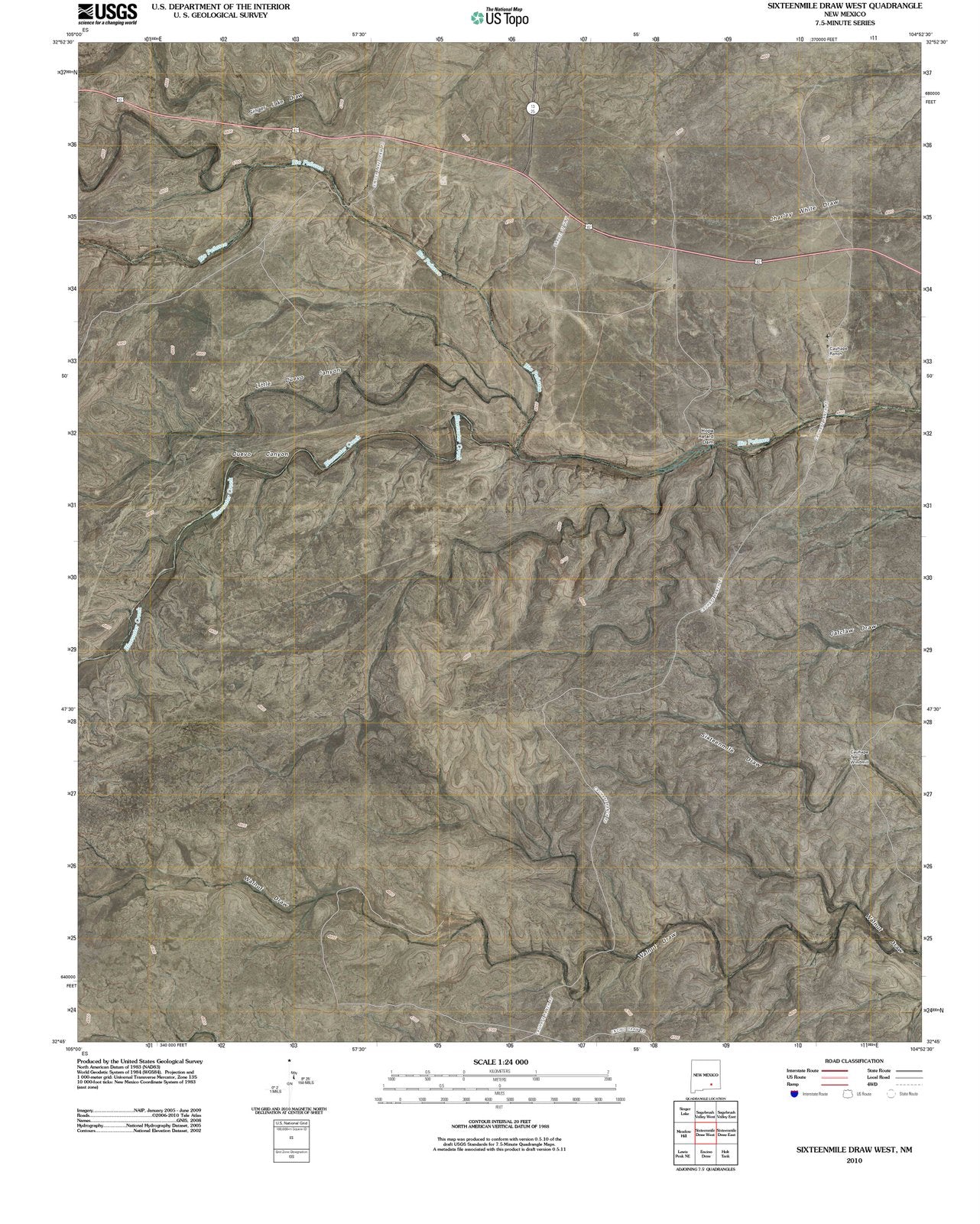 2010 Sixteenmileraw West, NM - New Mexico - USGS Topographic Map