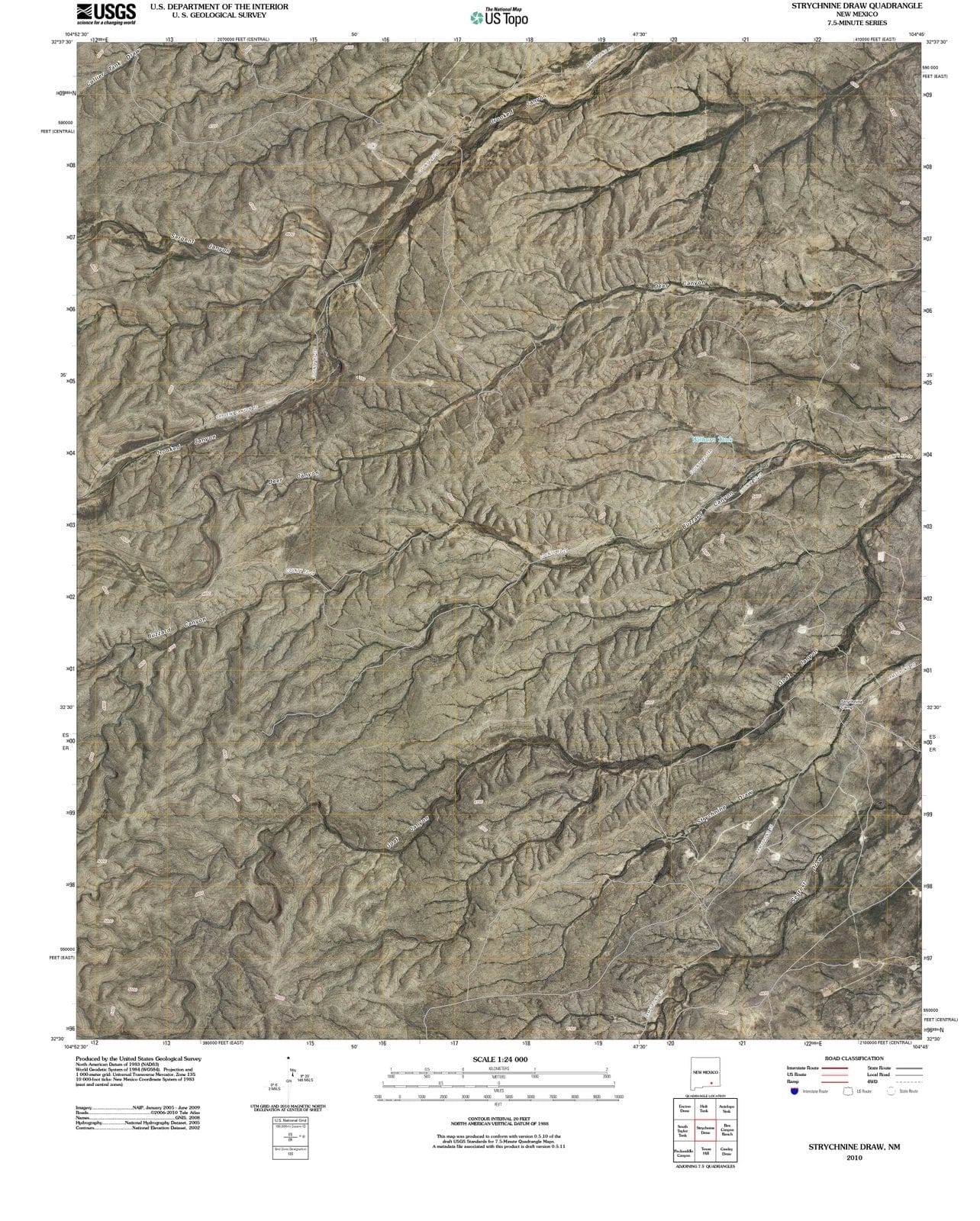2010 Strychnineraw, NM - New Mexico - USGS Topographic Map