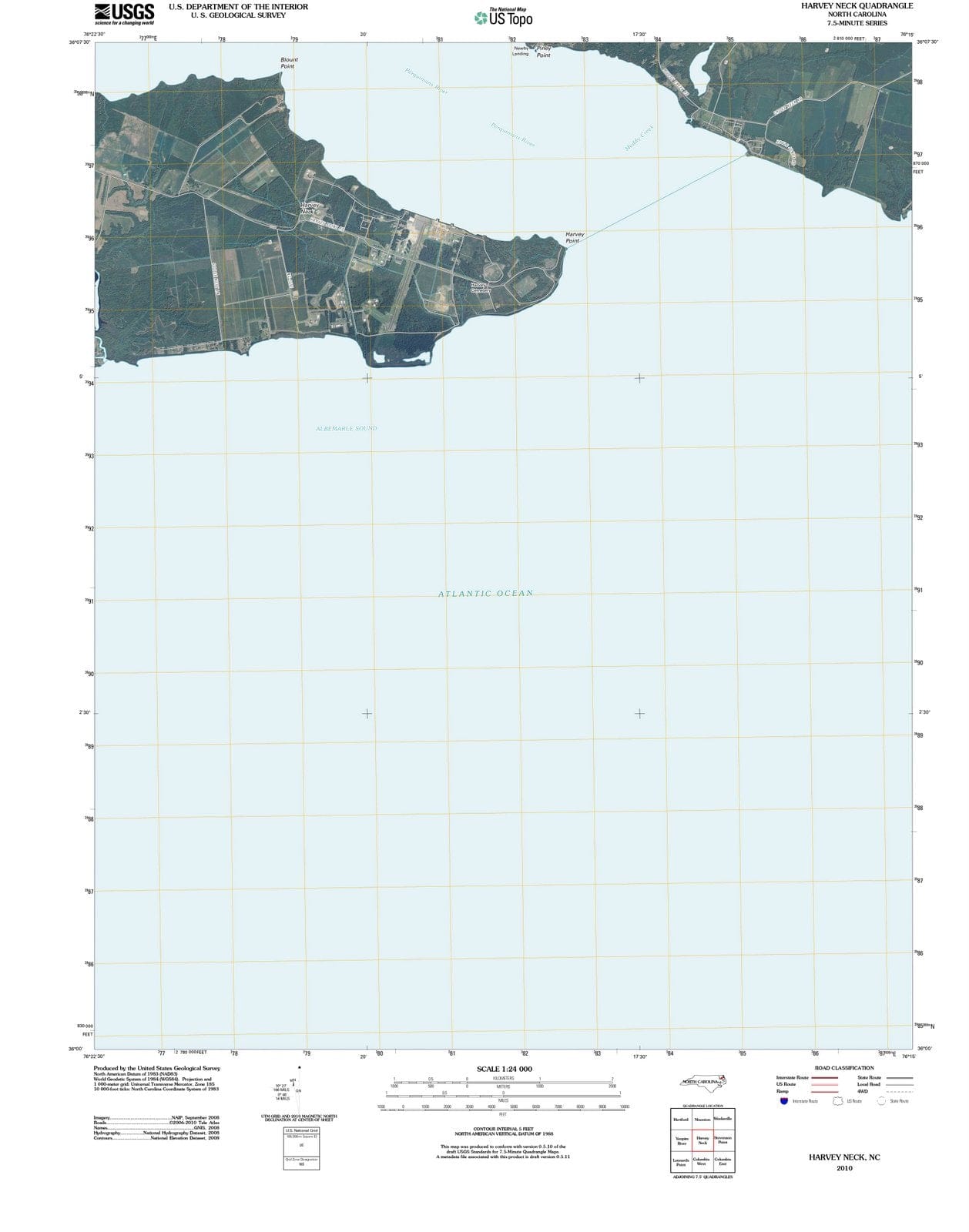 2010 Harveyck, NC - North Carolina - USGS Topographic Map