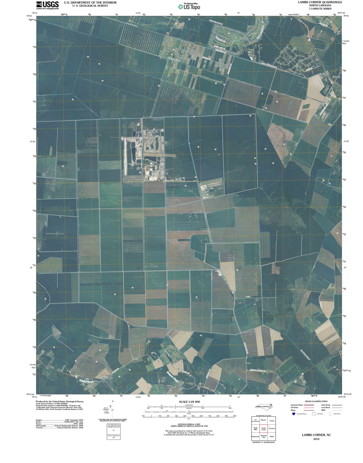 2010 Lambs Corner, NC - North Carolina - USGS Topographic Map