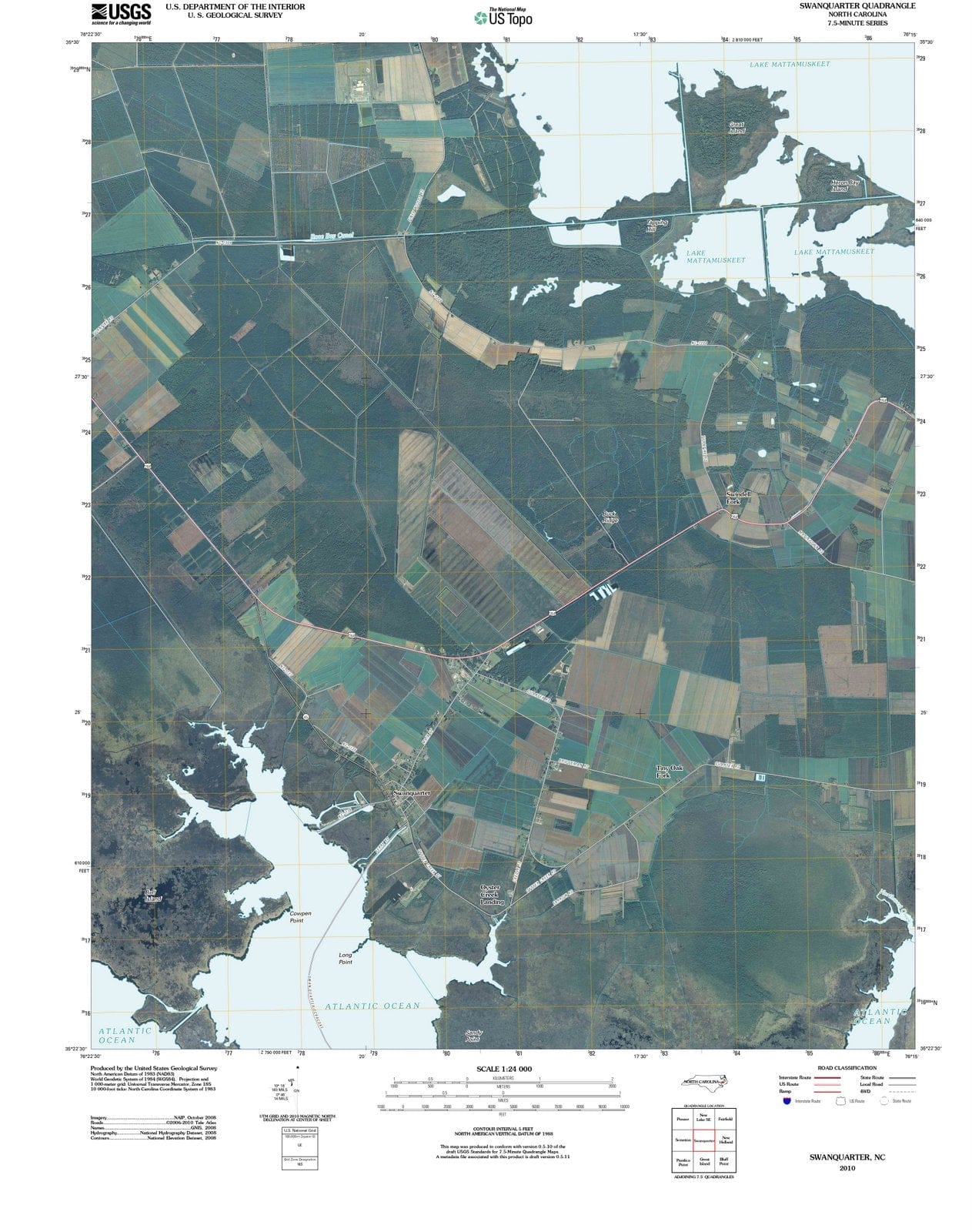 2010 Swanquarter, NC - North Carolina - USGS Topographic Map