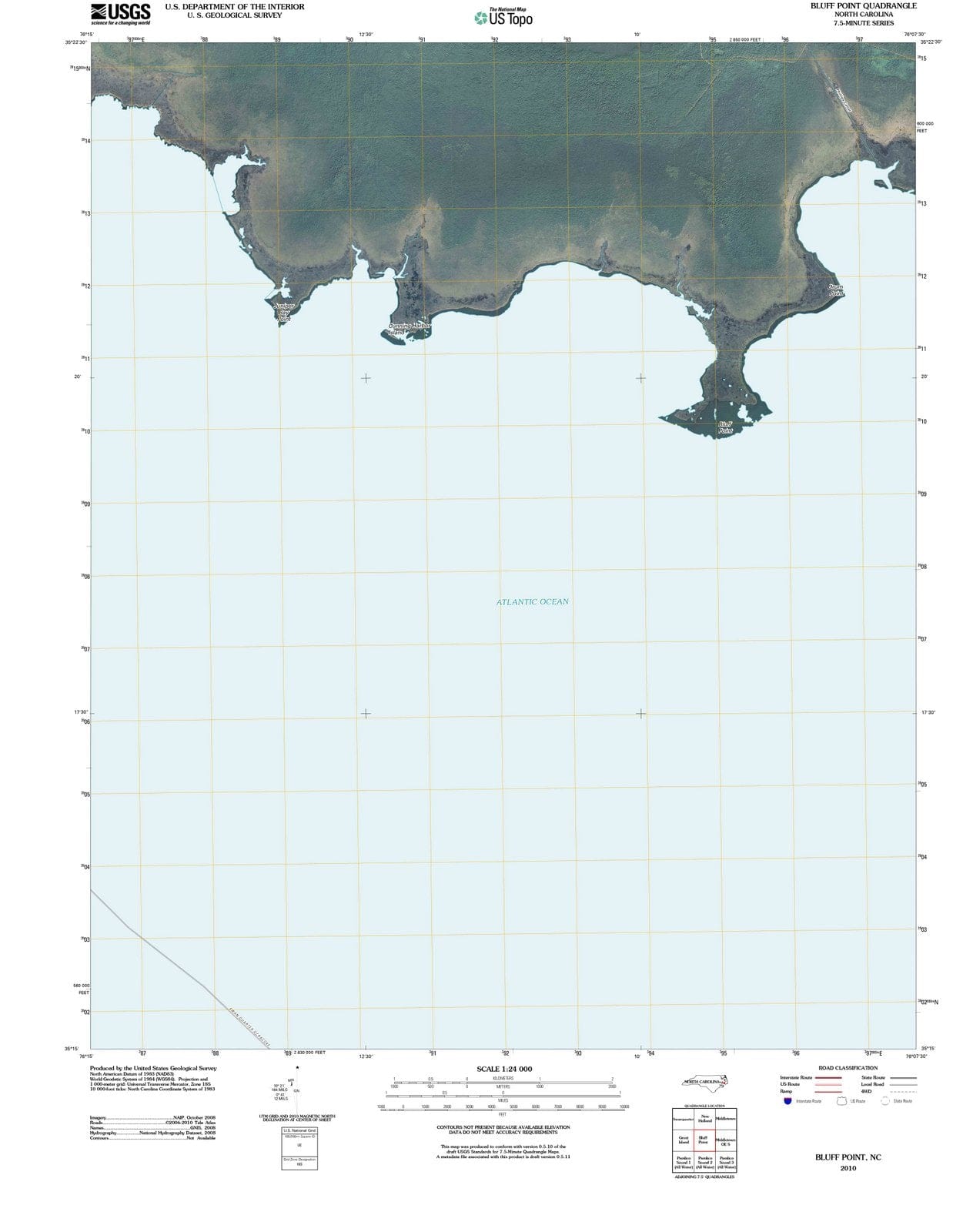 2010 Bluff Point, NC - North Carolina - USGS Topographic Map