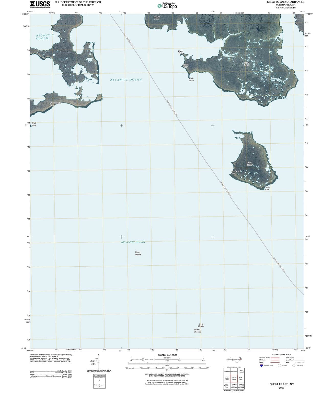 2010 Great Island, NC - North Carolina - USGS Topographic Map