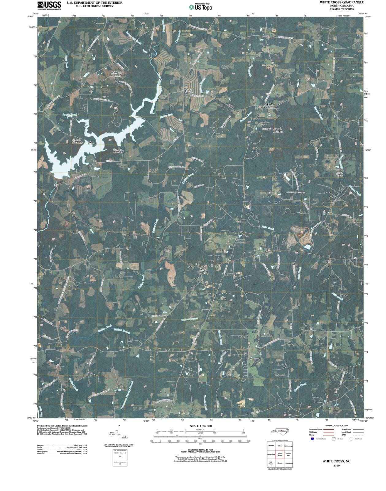 2010 White Cross, NC - North Carolina - USGS Topographic Map
