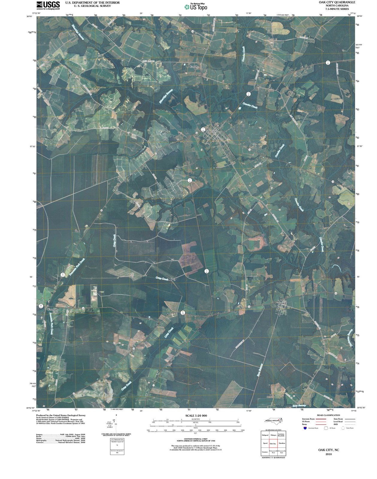 2010 Oak City, NC - North Carolina - USGS Topographic Map