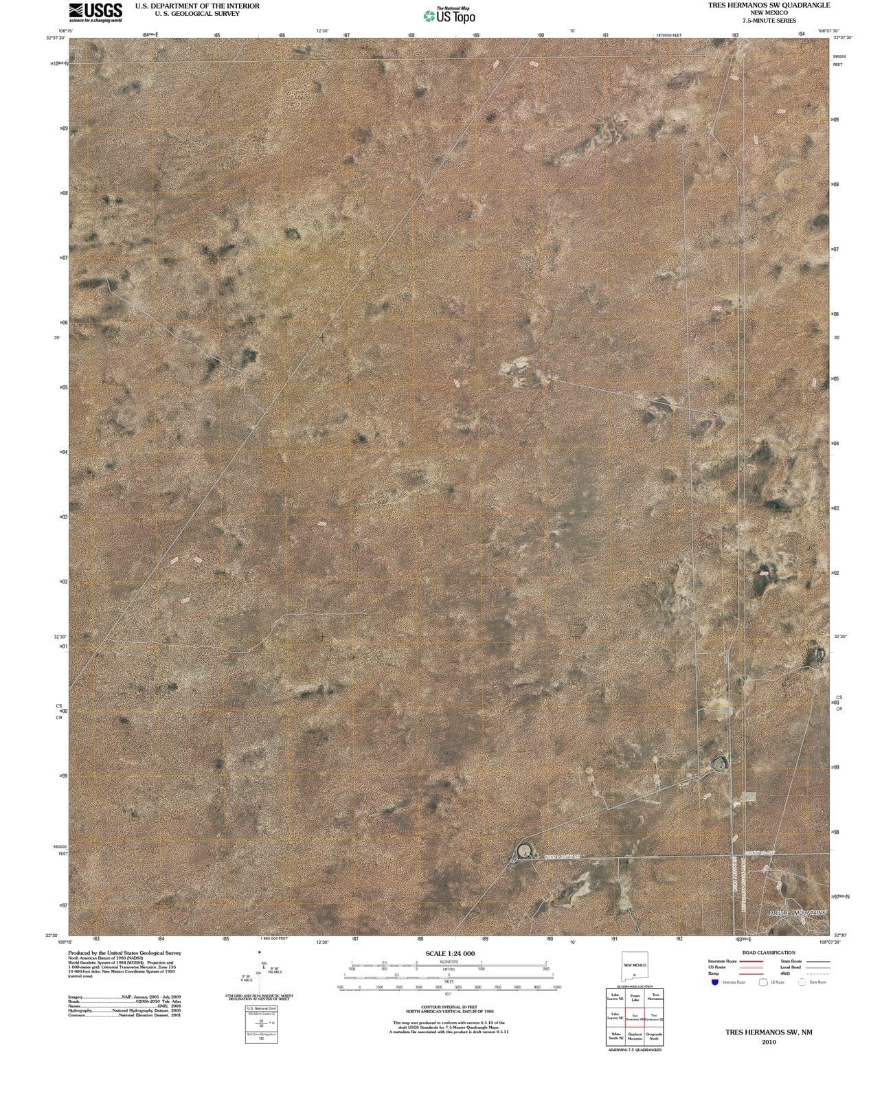 2010 Tres Hermanos, NM - New Mexico - USGS Topographic Map v3