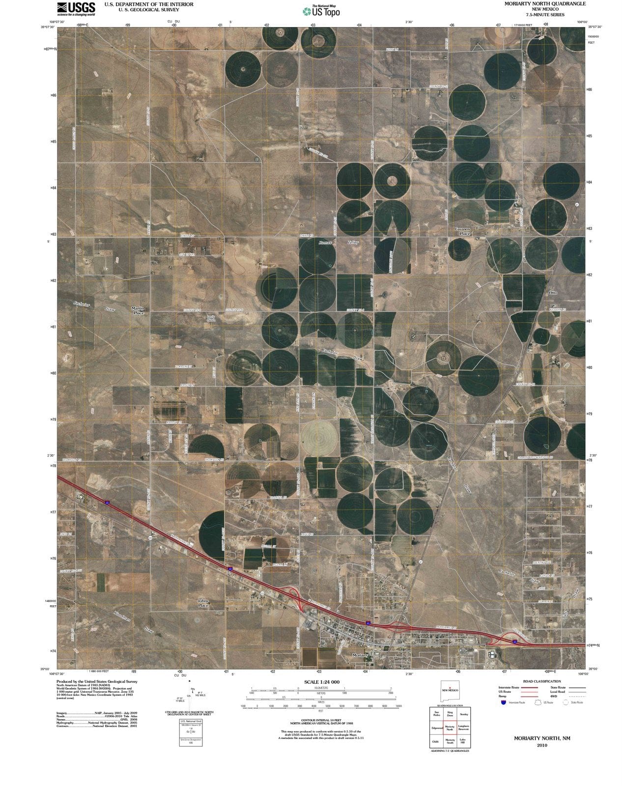 2010 Moriarty North, NM - New Mexico - USGS Topographic Map