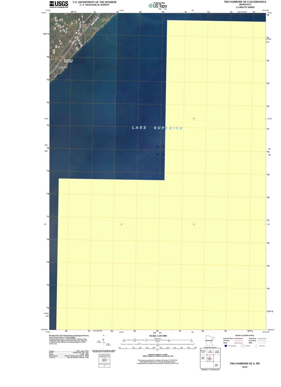 2010 Two Harbors OE S, MN - Minnesota - USGS Topographic Map