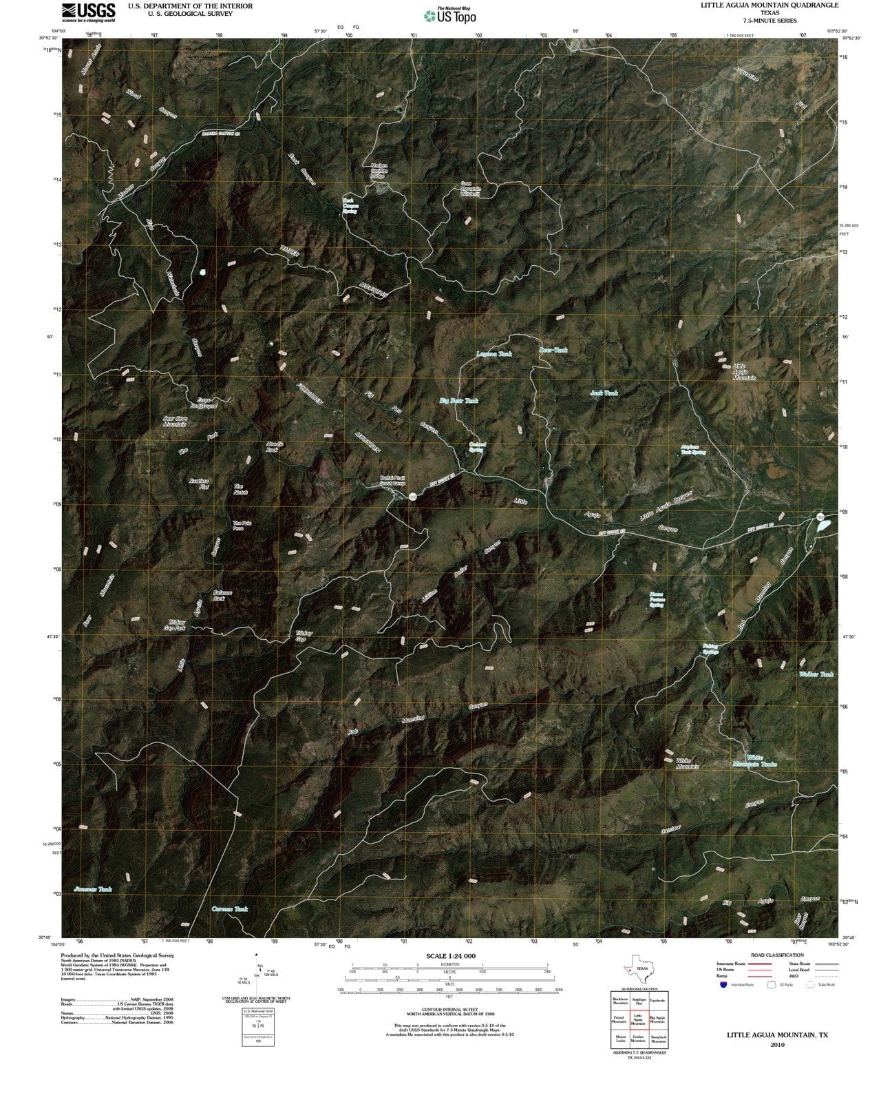 2010 Little Aguja Mountain, TX - Texas - USGS Topographic Map