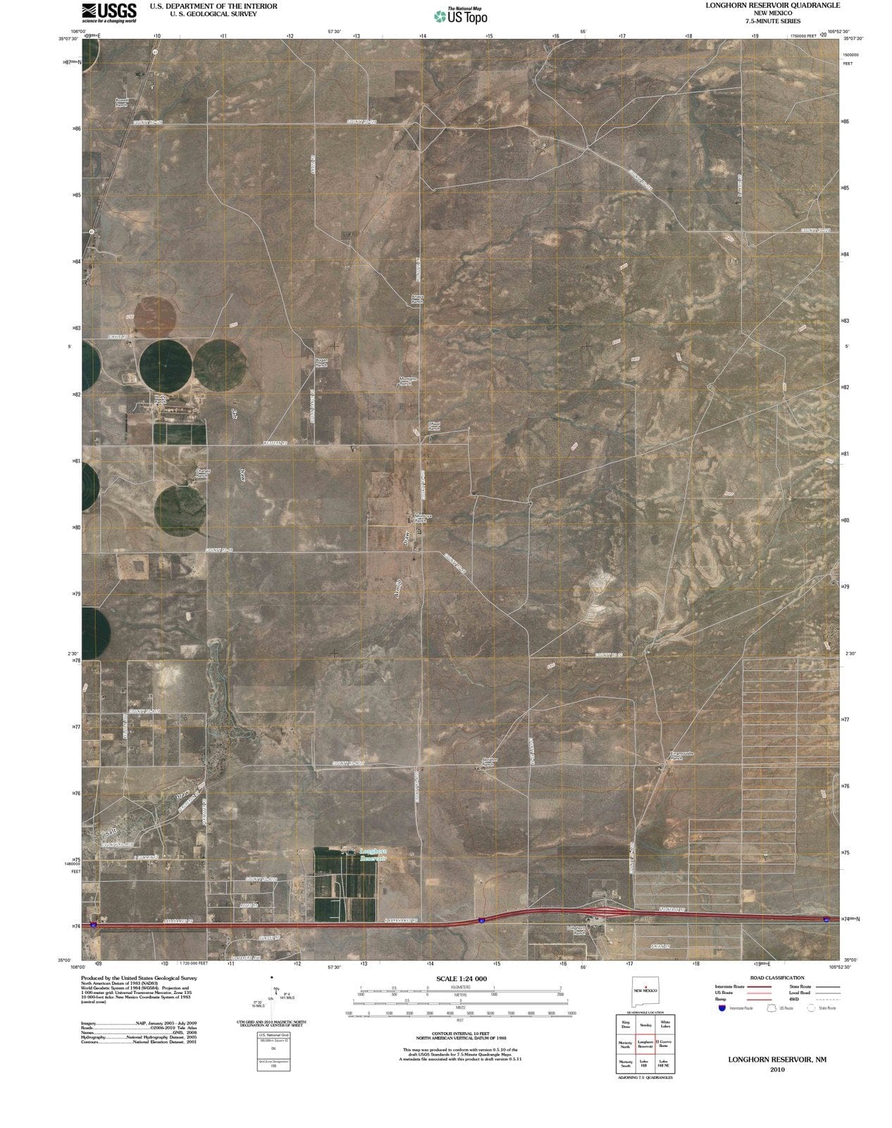 2010 Longhorn Reservoir, NM - New Mexico - USGS Topographic Map