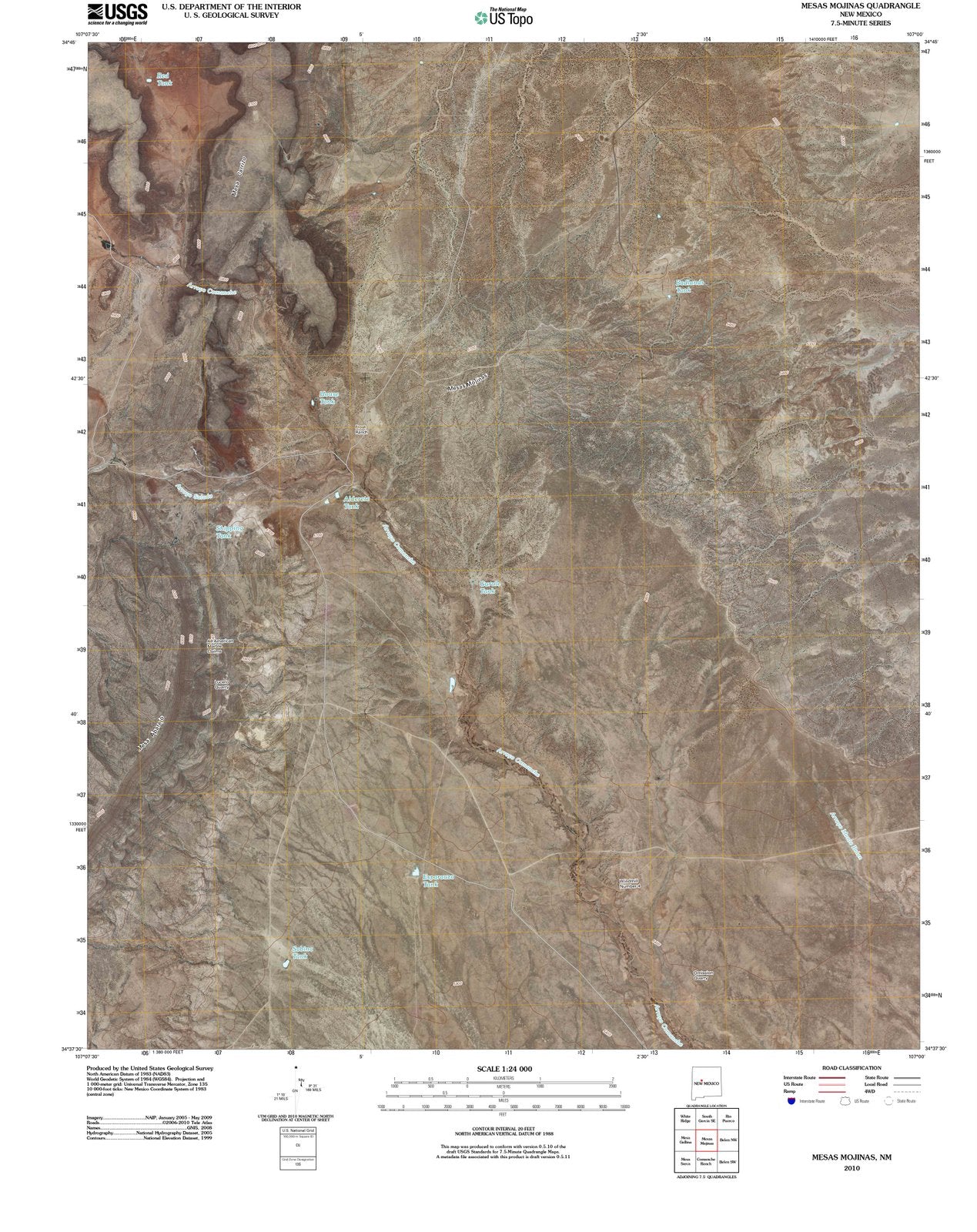 2010 Mesas Mojinas, NM - New Mexico - USGS Topographic Map