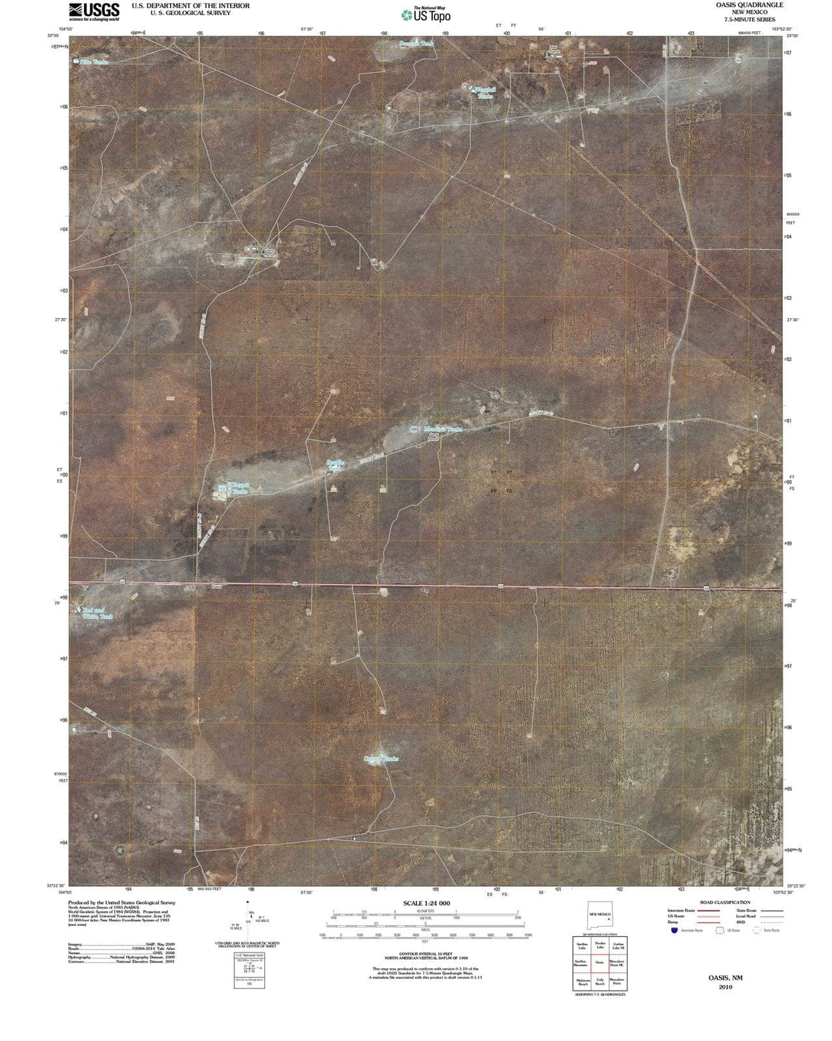 2010 Oasis, NM - New Mexico - USGS Topographic Map