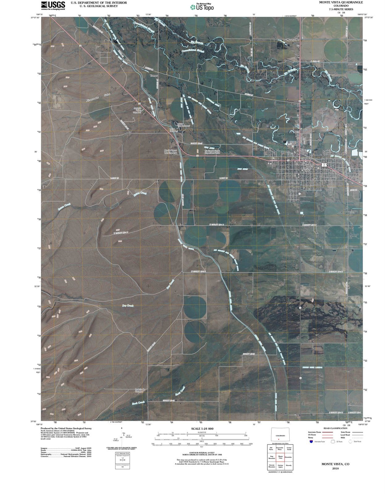 2010 Monte Vista, CO - Colorado - USGS Topographic Map