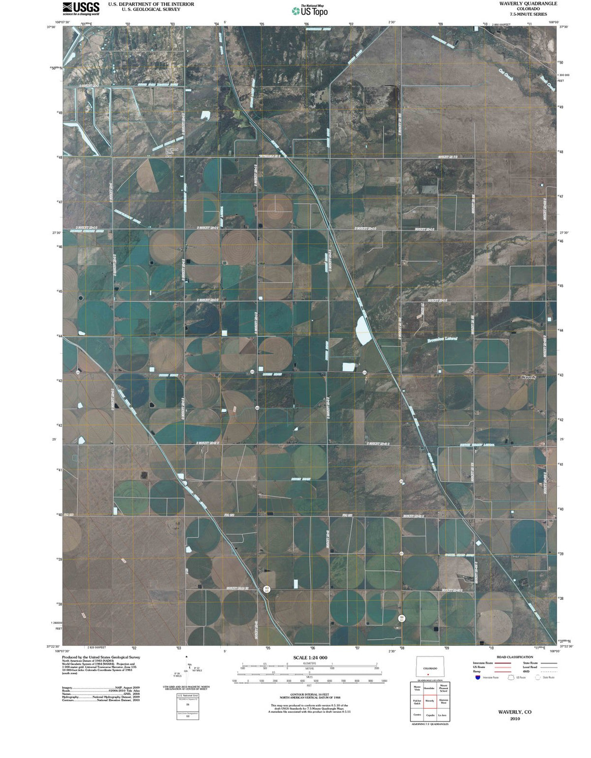 2010 Waverly, CO - Colorado - USGS Topographic Map