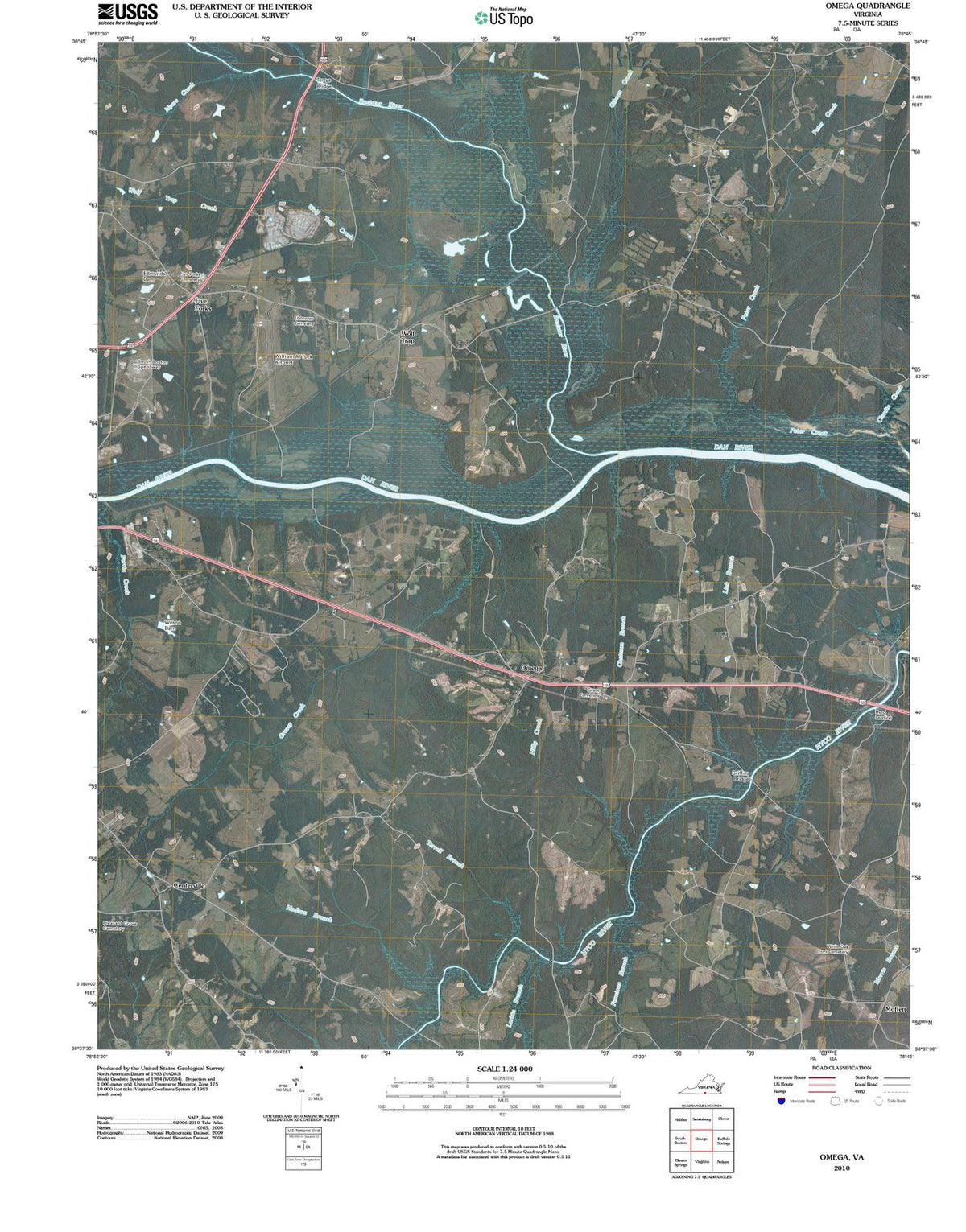 2010 Omega, VA - Virginia - USGS Topographic Map