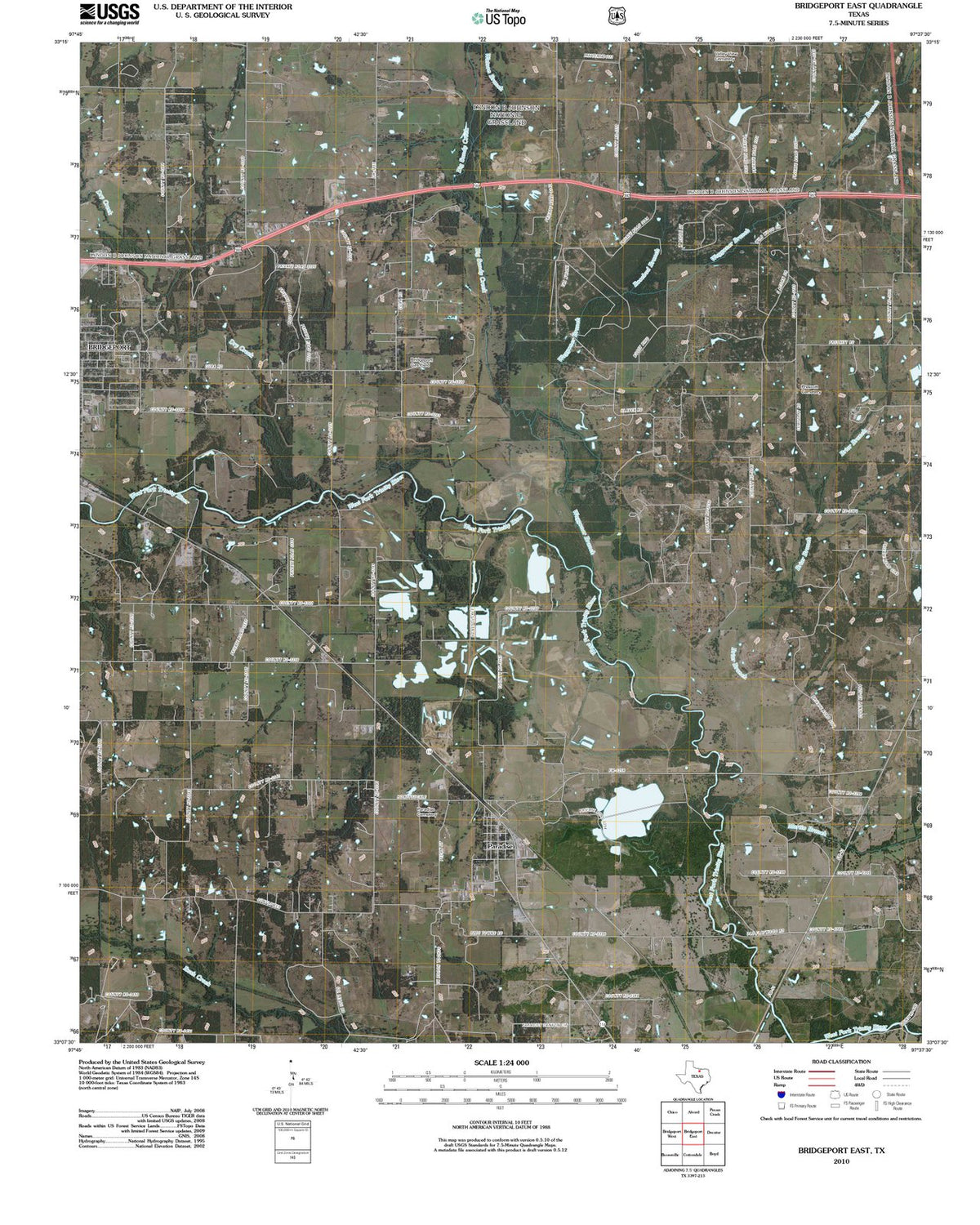 2010 Bridgeport East, TX - Texas - USGS Topographic Map
