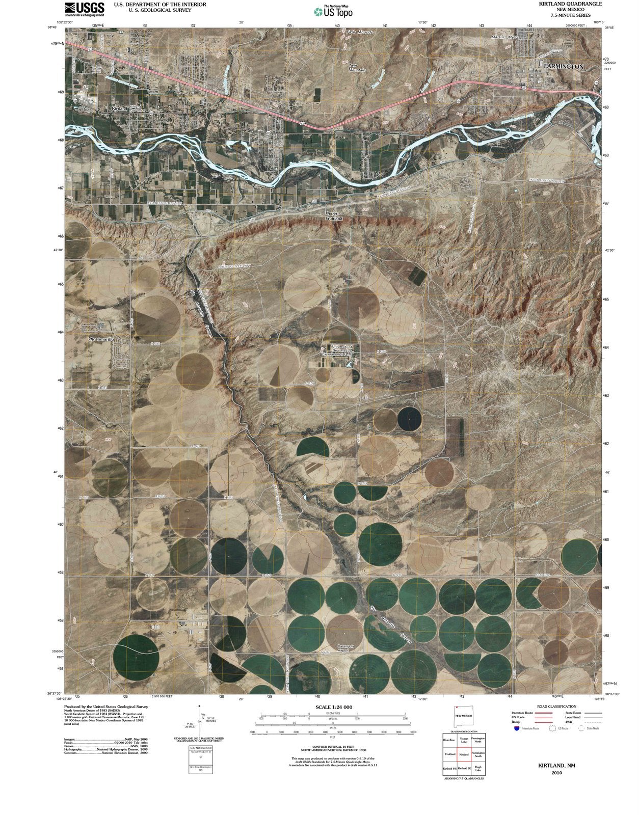 2010 Kirtland, NM - New Mexico - USGS Topographic Map v3