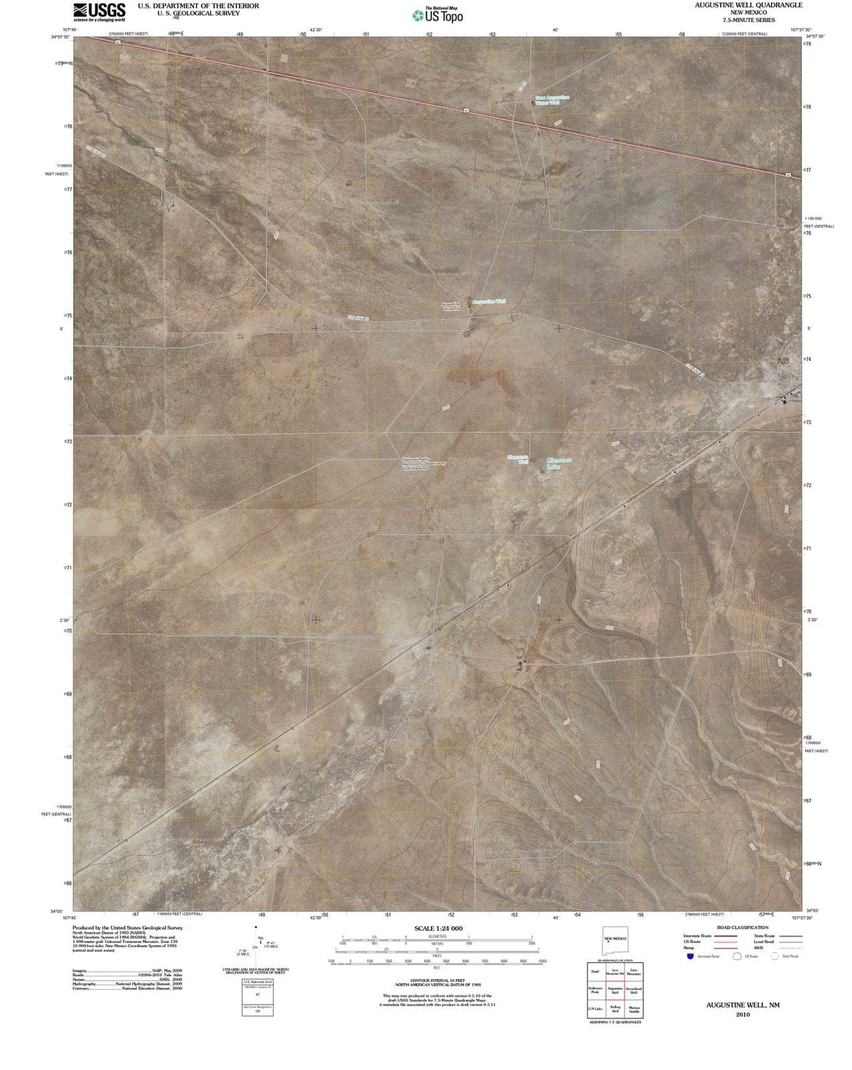 2010 Augustine Well, NM - New Mexico - USGS Topographic Map
